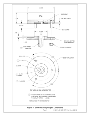 Page 4 Page 4 10-3250 for 30-3250 EPM Puck RevA 022212 
 Figure 3.  EPM Mounting Adapter Dimensions  