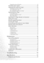 Page 4Table of contents iv
Closing the password function  .................................................................... 23
Switching input signal ........................................................ 23
Adjusting the projected image............................................ 24
Adjusting the projection angle  .................................................................... 24
Auto-adjusting the image  ............................................................................ 24
Fine-tuning the...