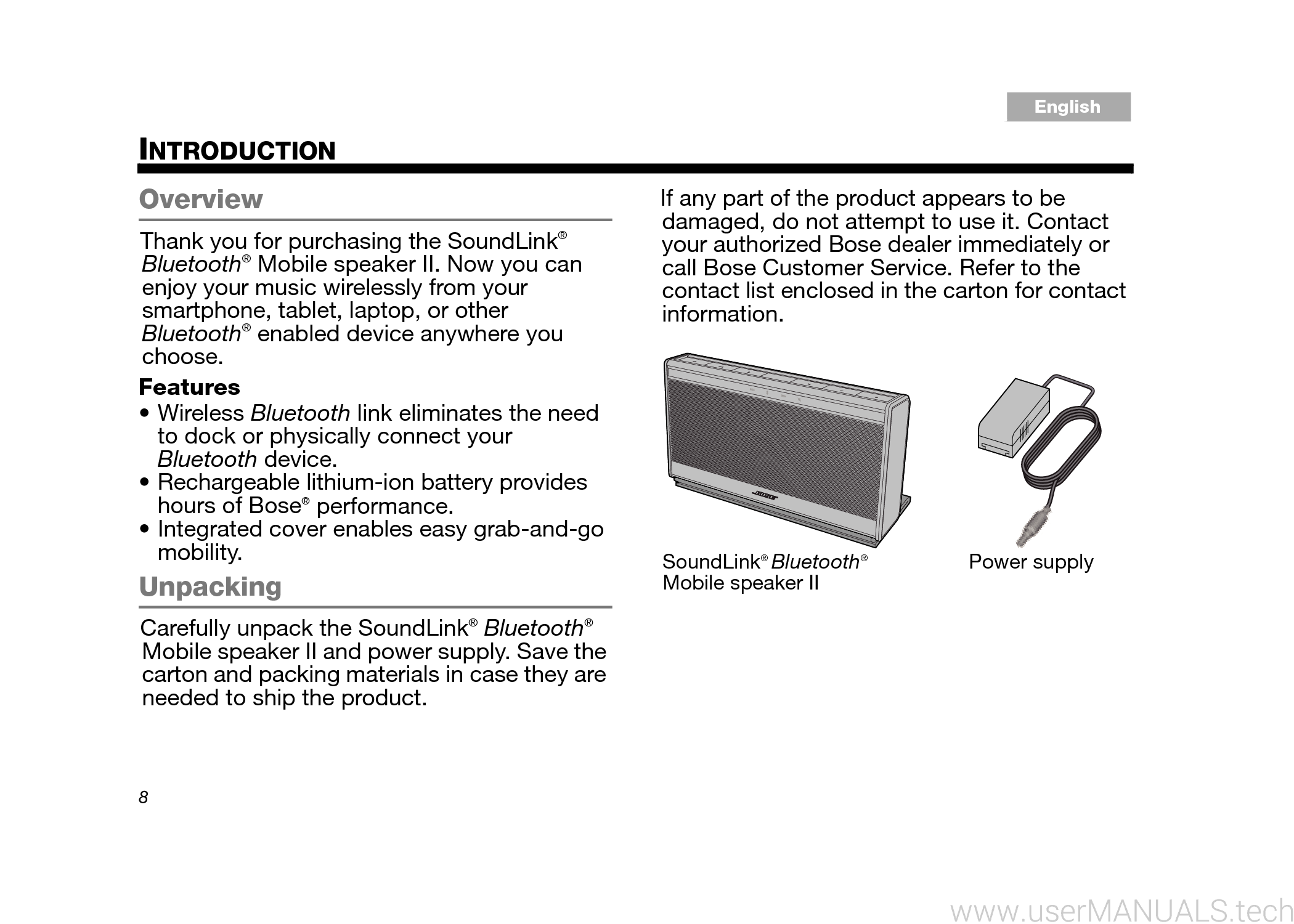 Bose Soundlink 2 Instruction Manual