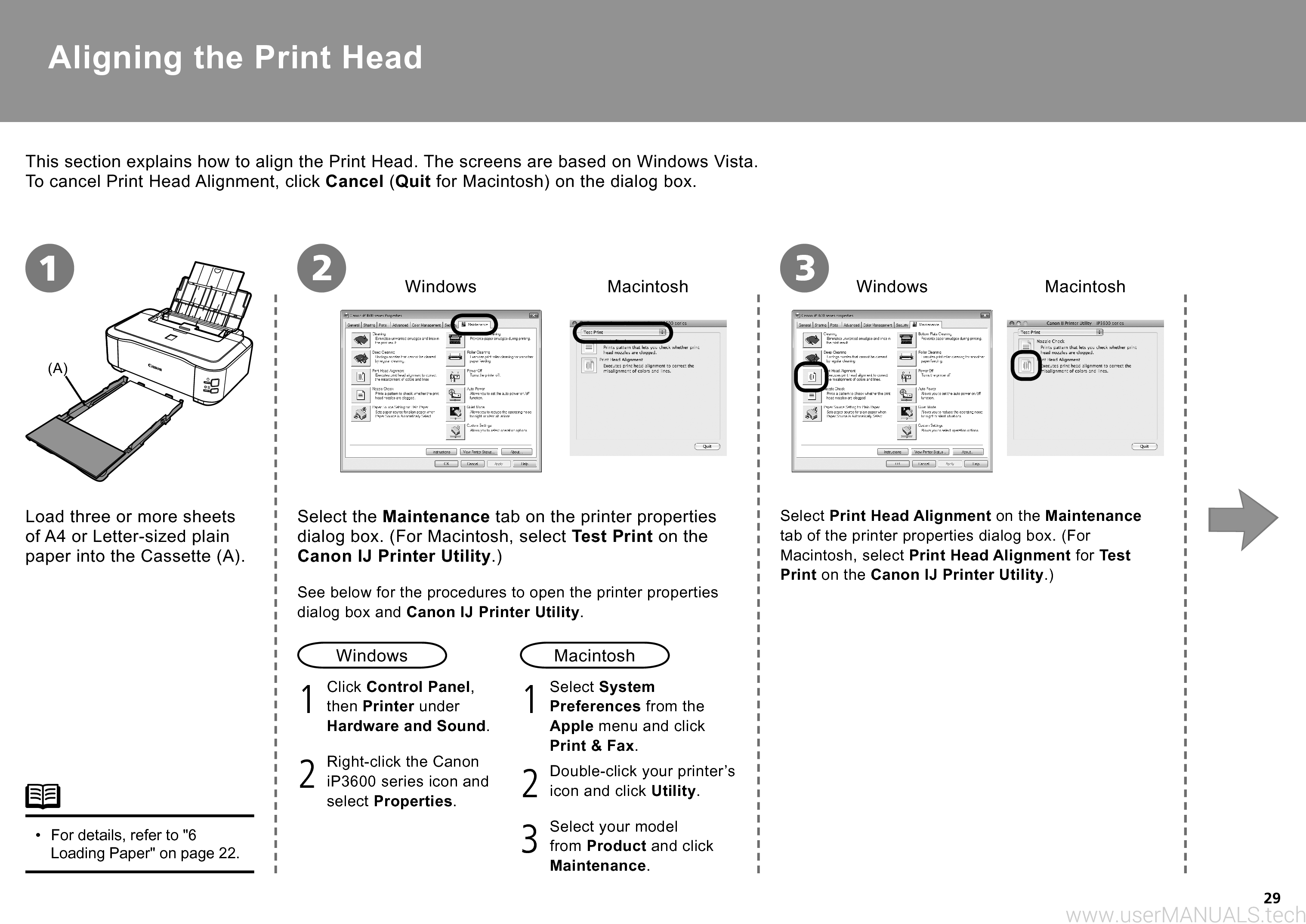 manual print head alignment canon pixma ip3000