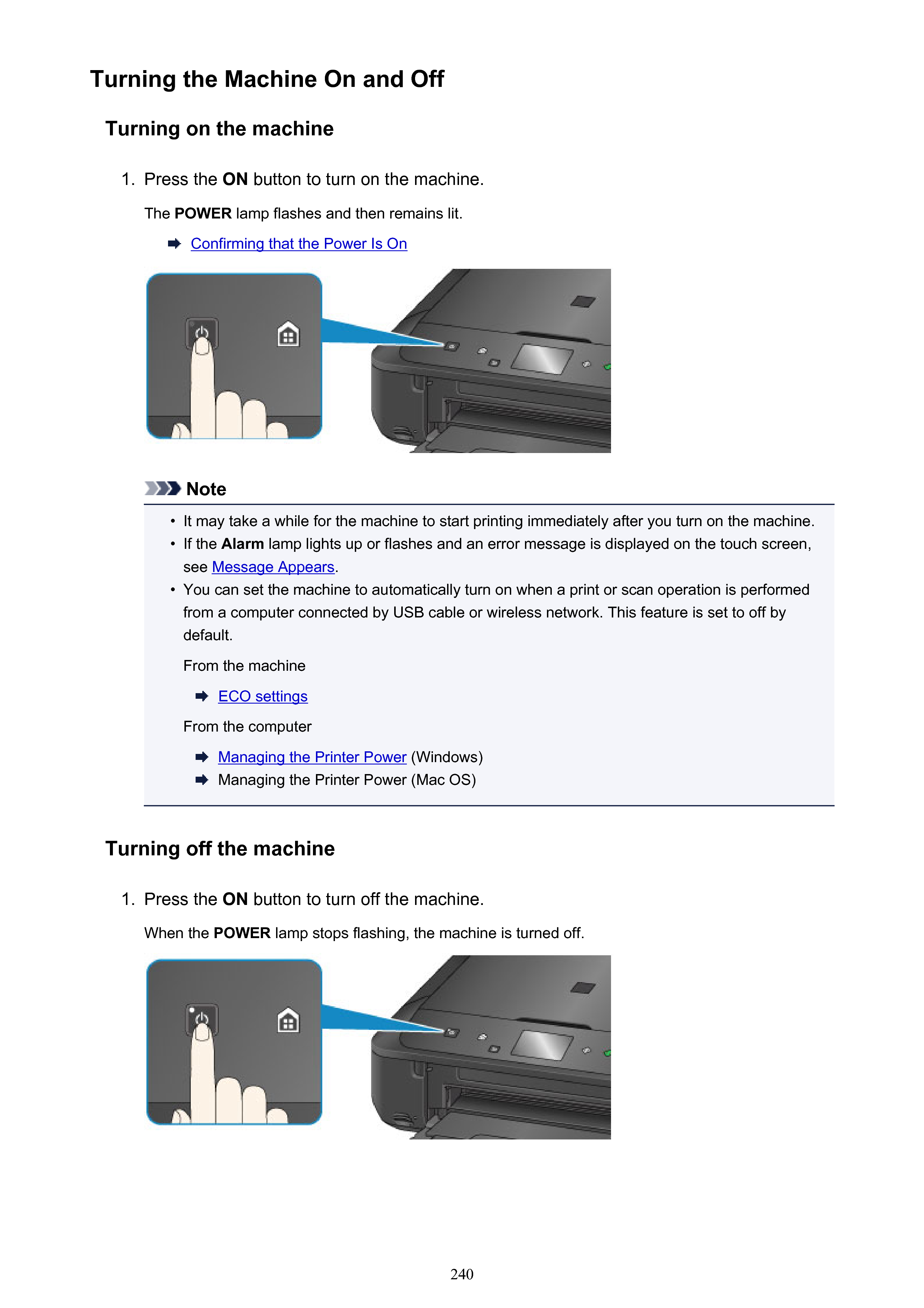 where is the power button on canon imageclass mf733cdw