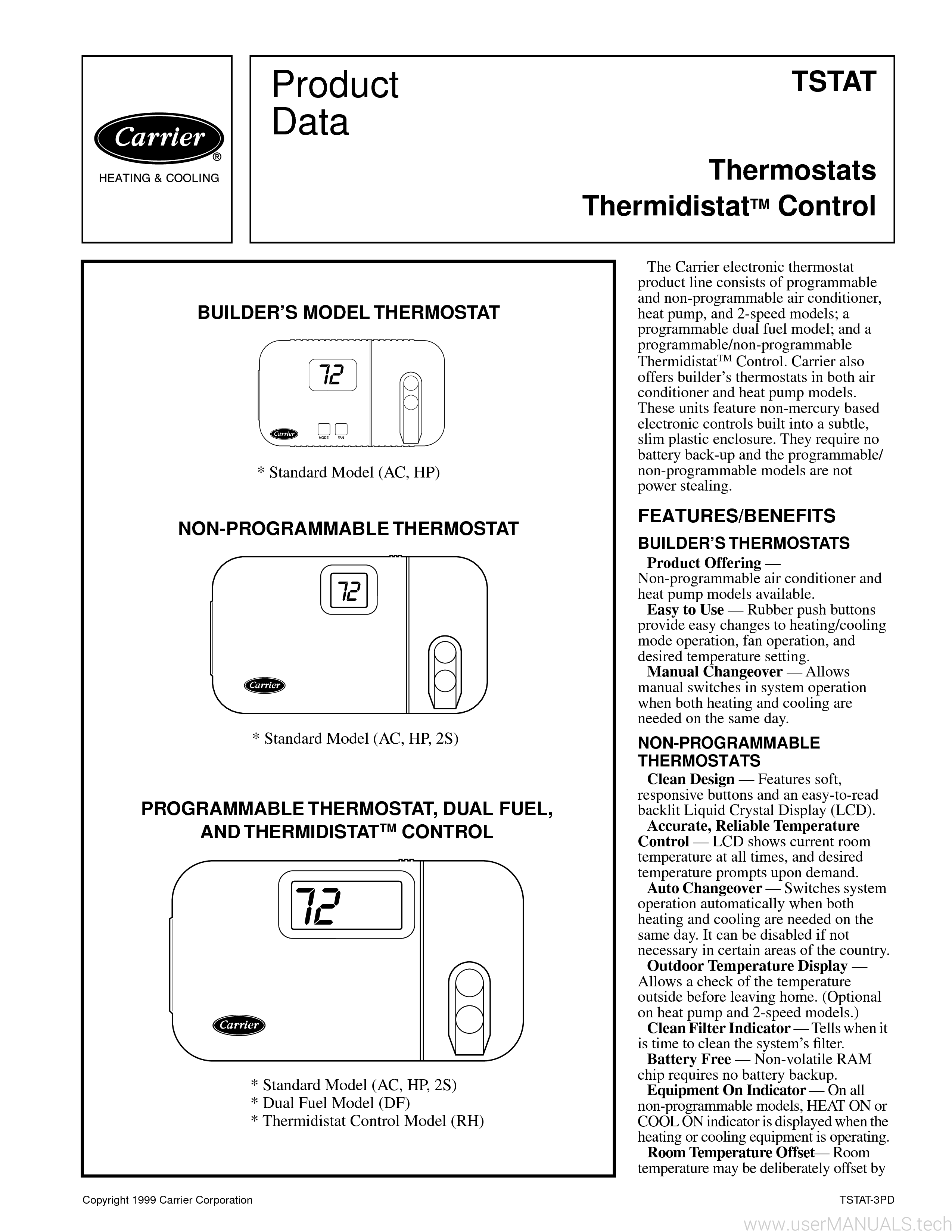 Carrier Thermostat Tstatccpdf01b Manual