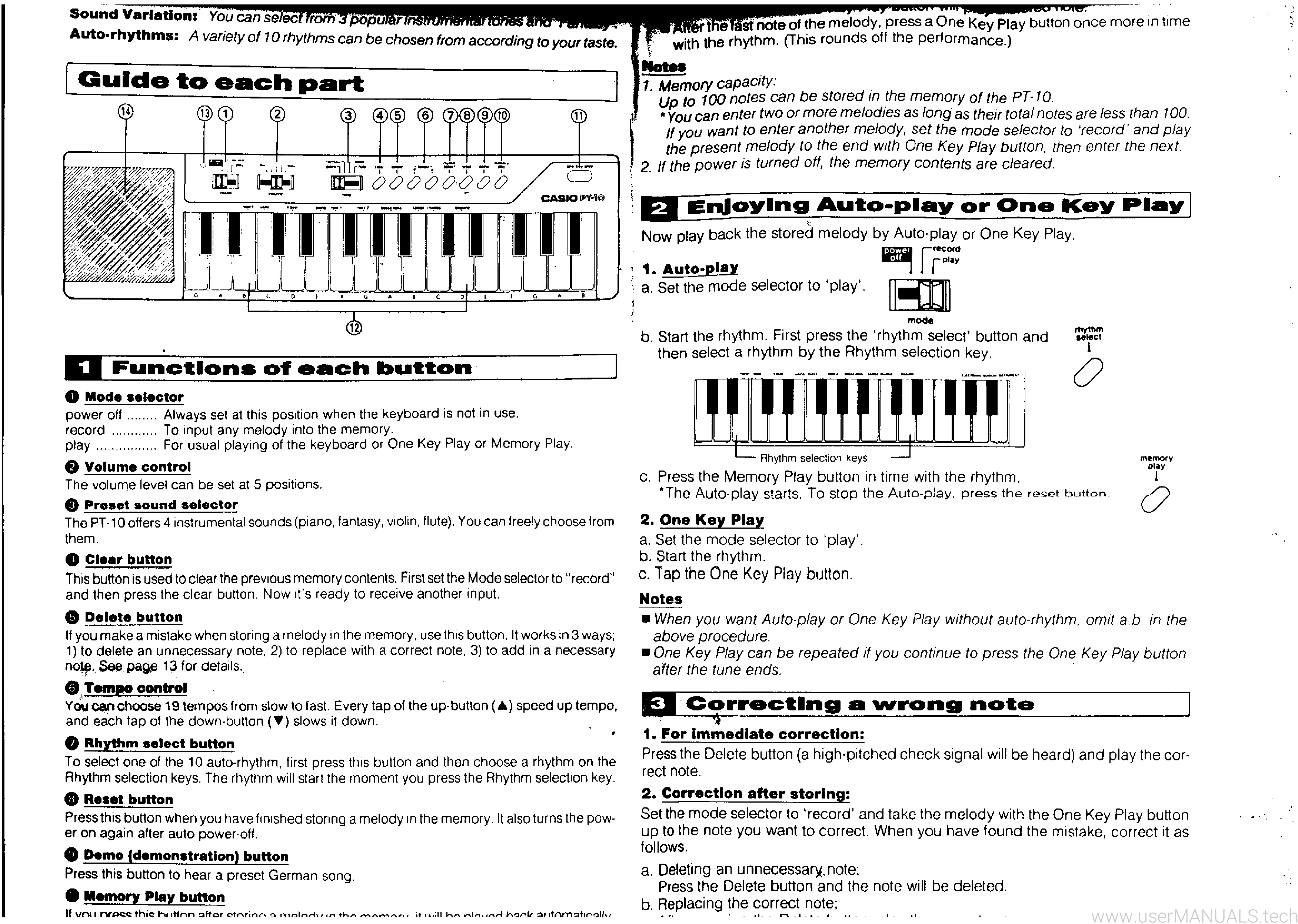 Casio Pt1 Manual