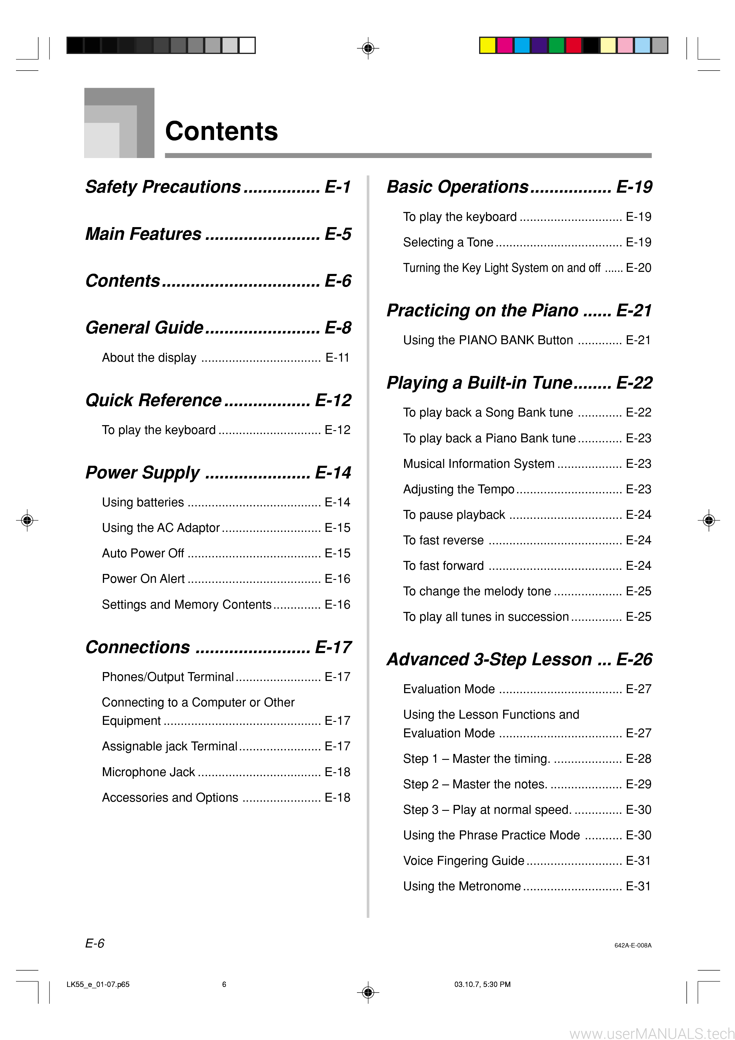 Casio Lk55 Instruction Manual