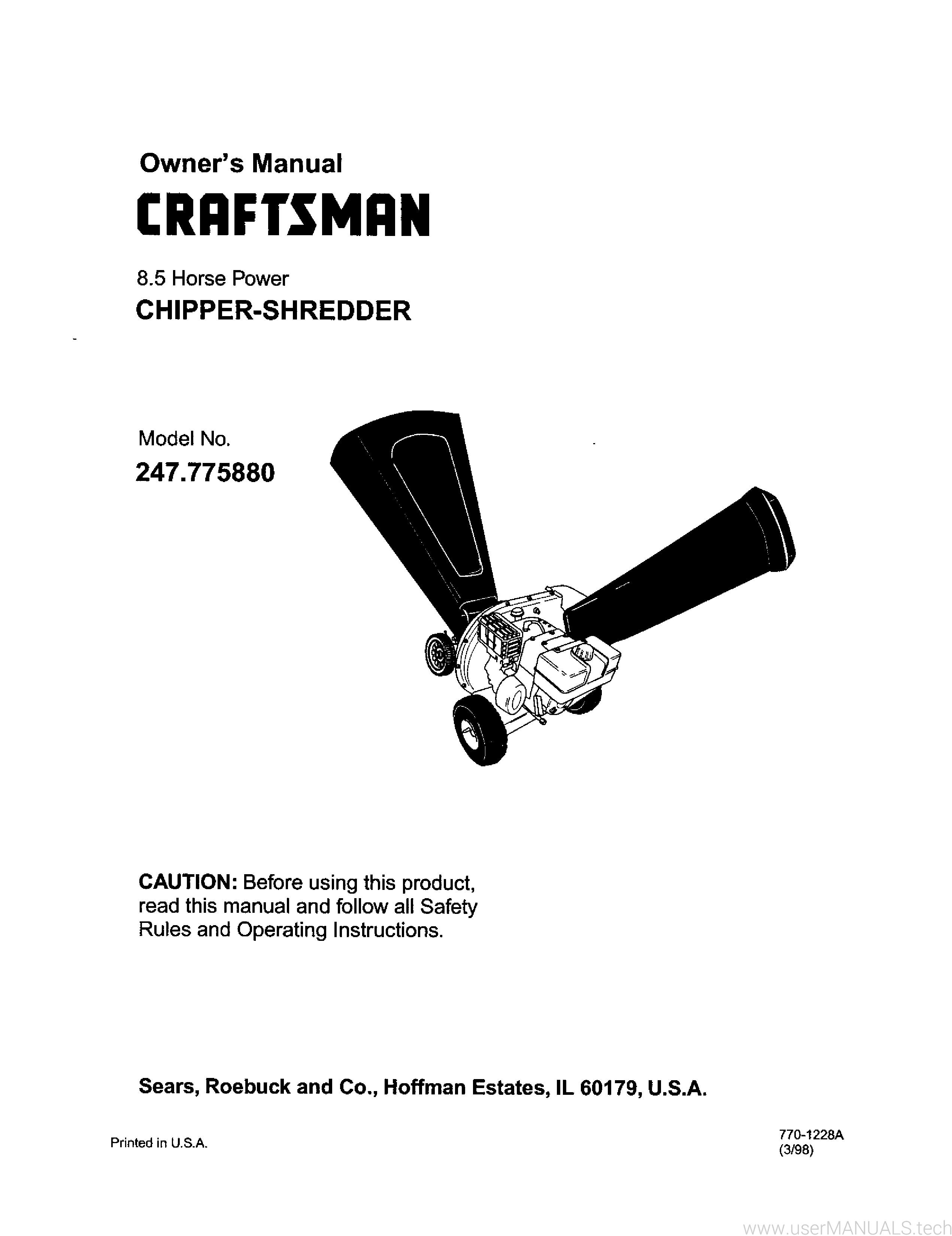 craftsman 5hp shredder manual