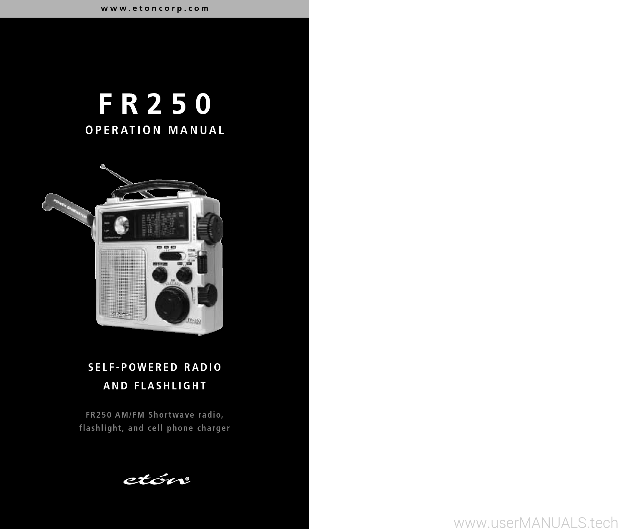 Eton Fr250 Self-powered Radio And Flashlight Operation Manual