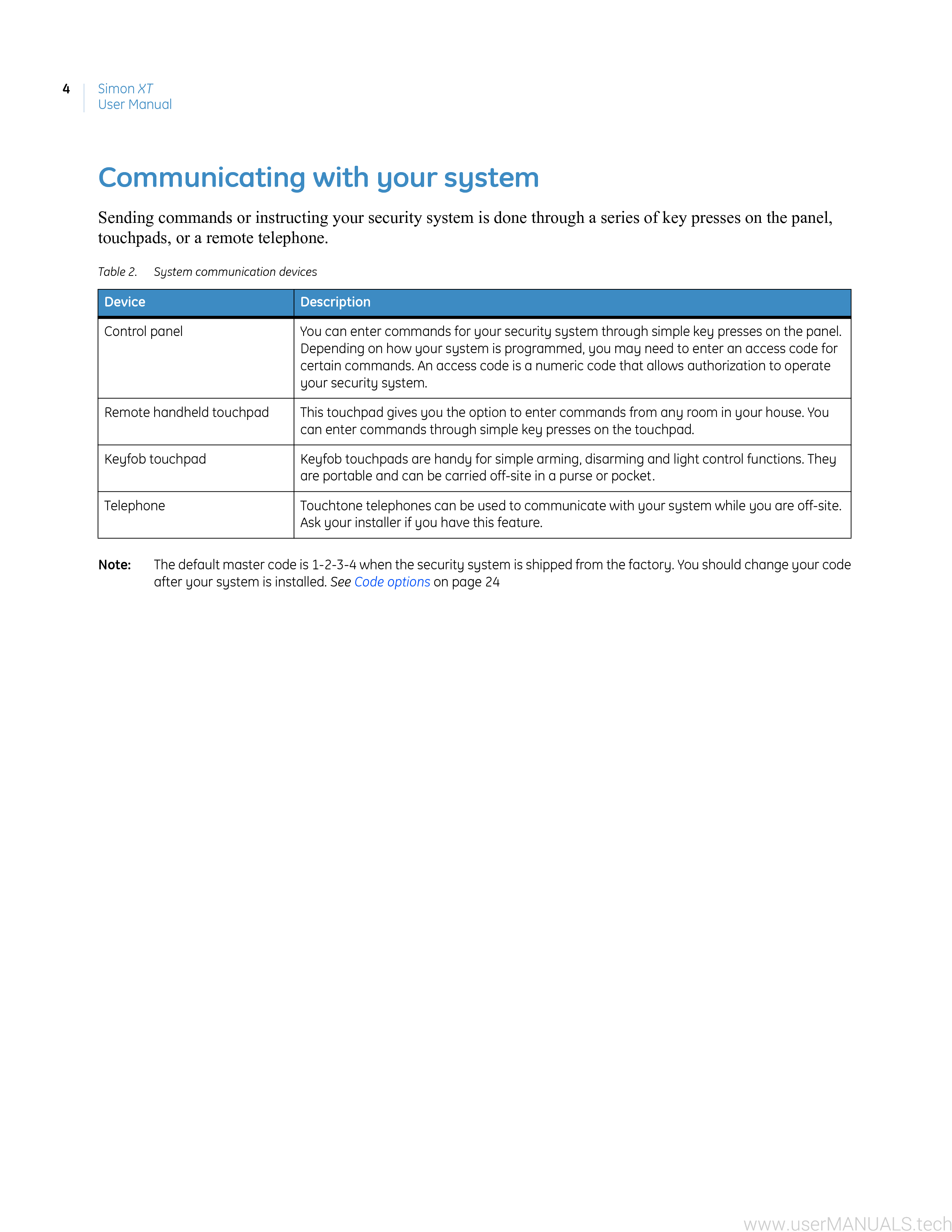 ADT Security Services Simon XT User Manual, Page 2