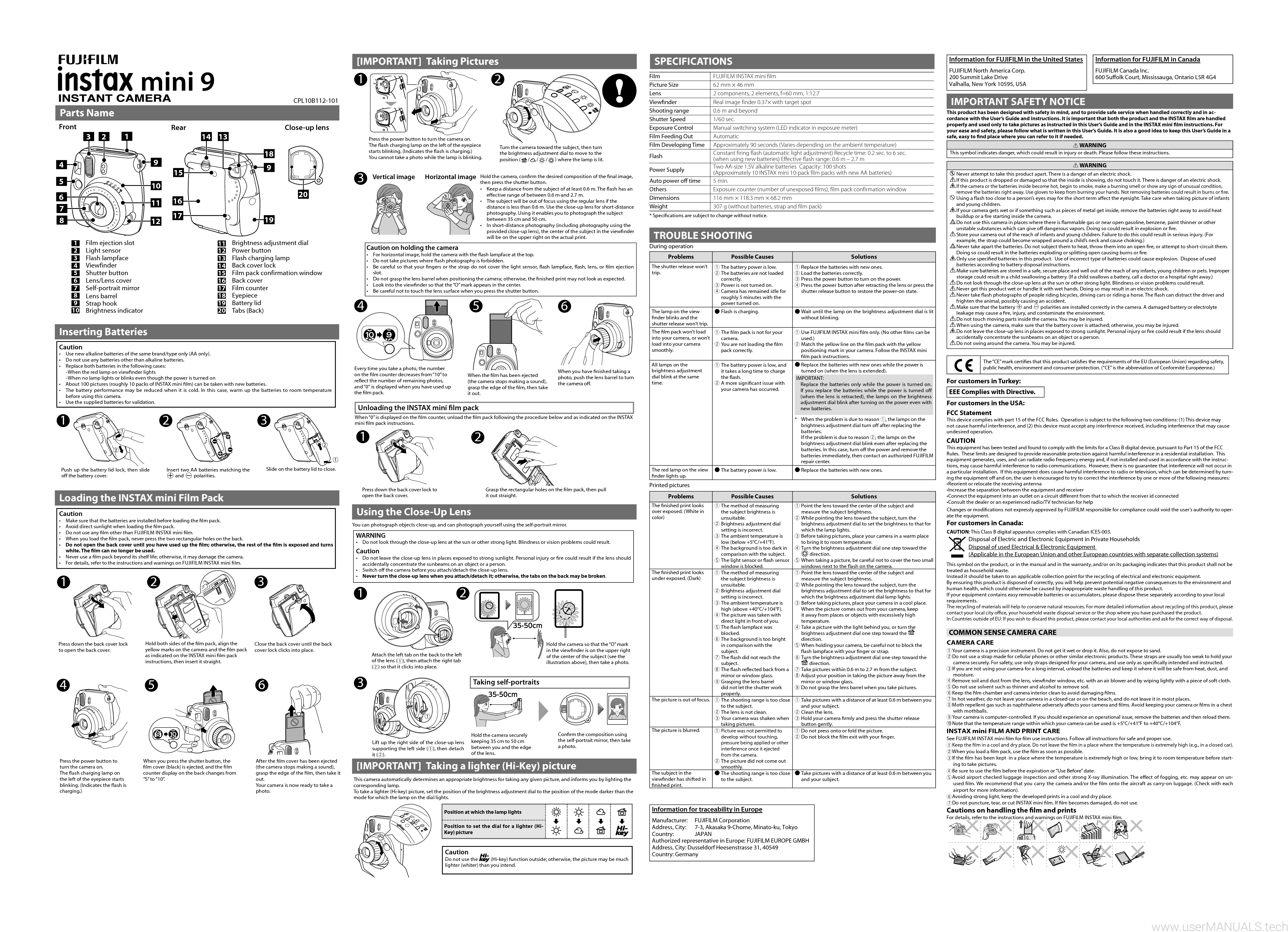 Fujifilm Instax Mini 9 User Manual