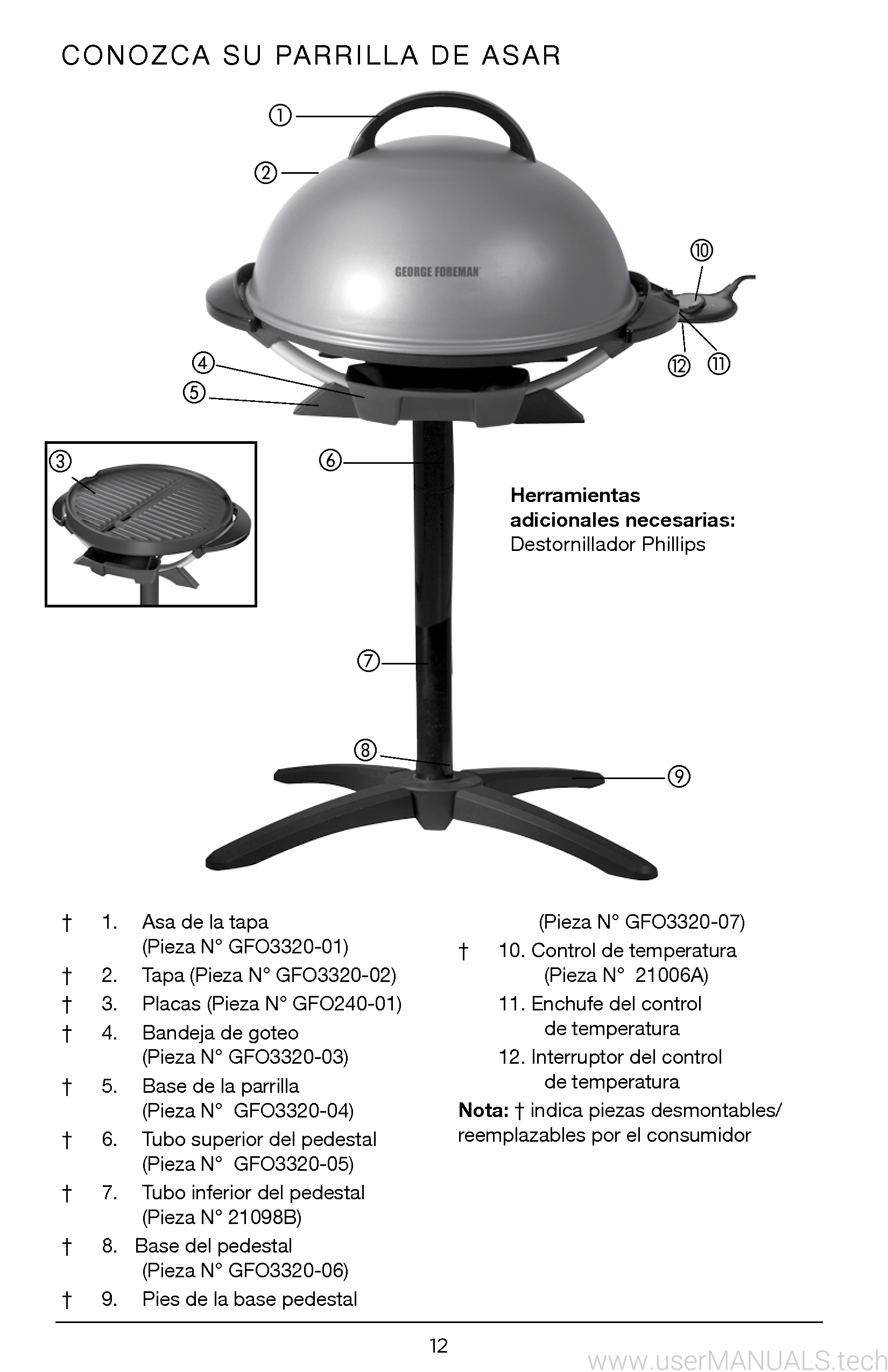 Foreman IndoorOutdoor Electric Grill GFO240 User Manual, Page 2