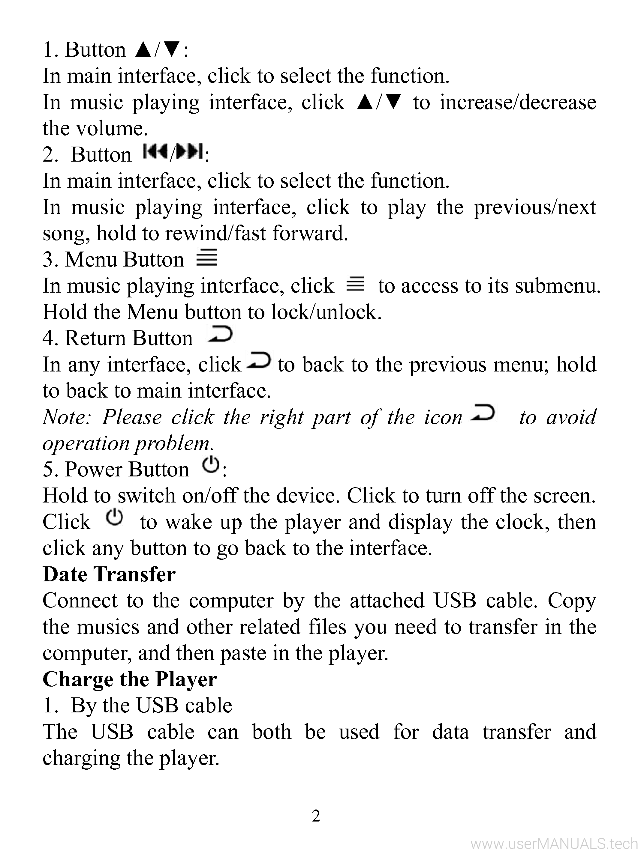how to manual for agptek music player