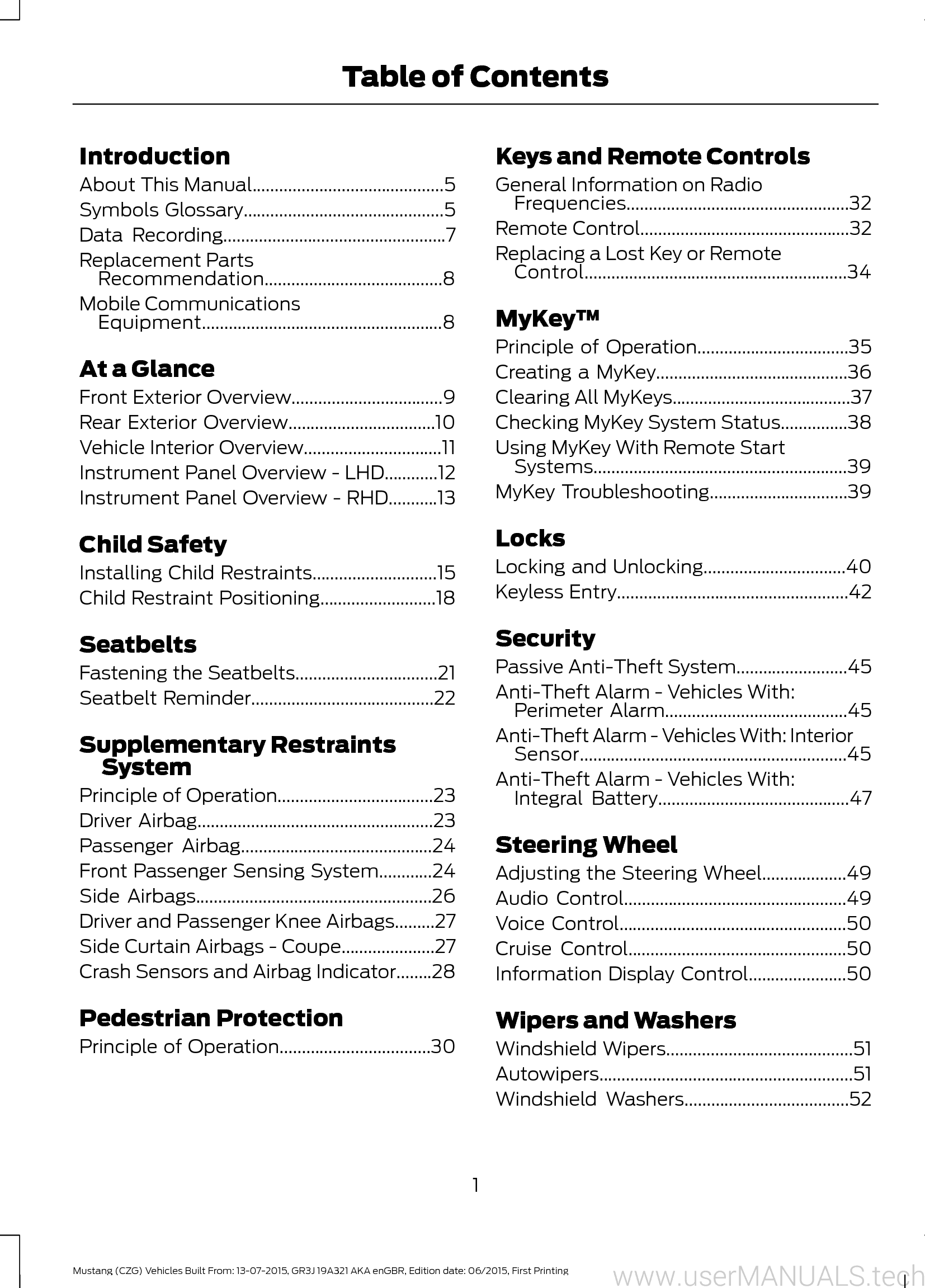 Ford Mustang Owners Manual