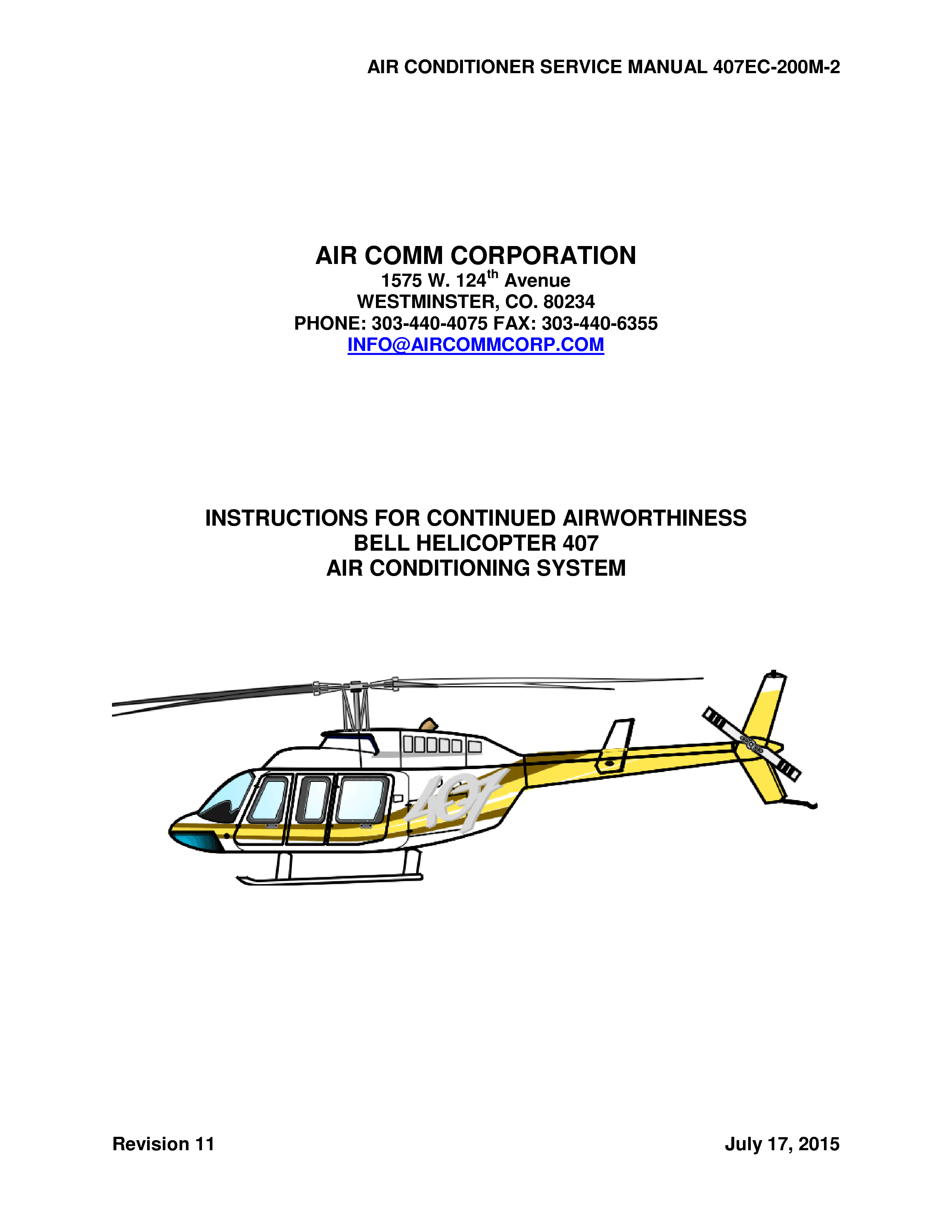 AirComm Corporation Bell 407 Air Conditioner Instructions for Continued ...