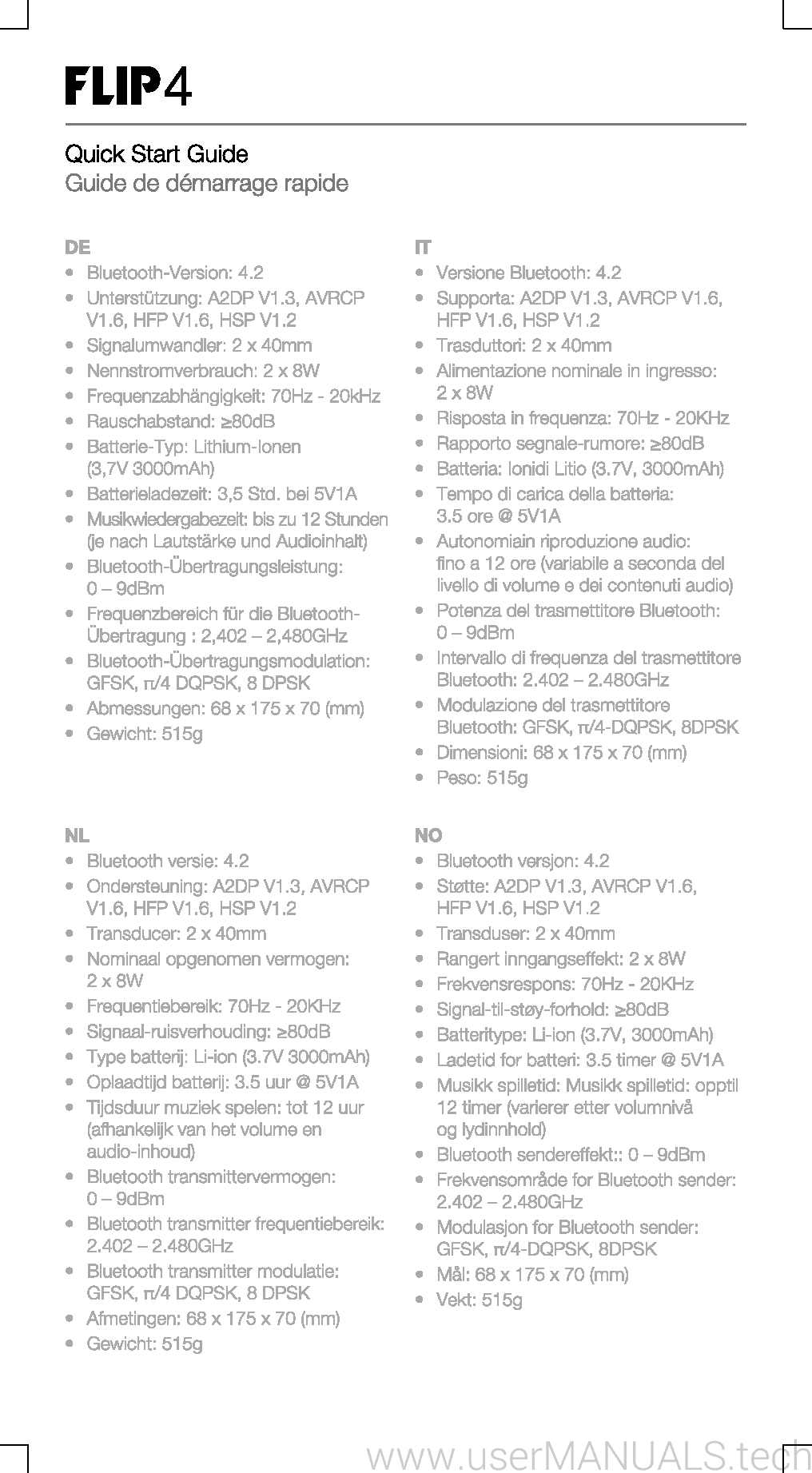 JBL Flip 4 User Guide, Page 2