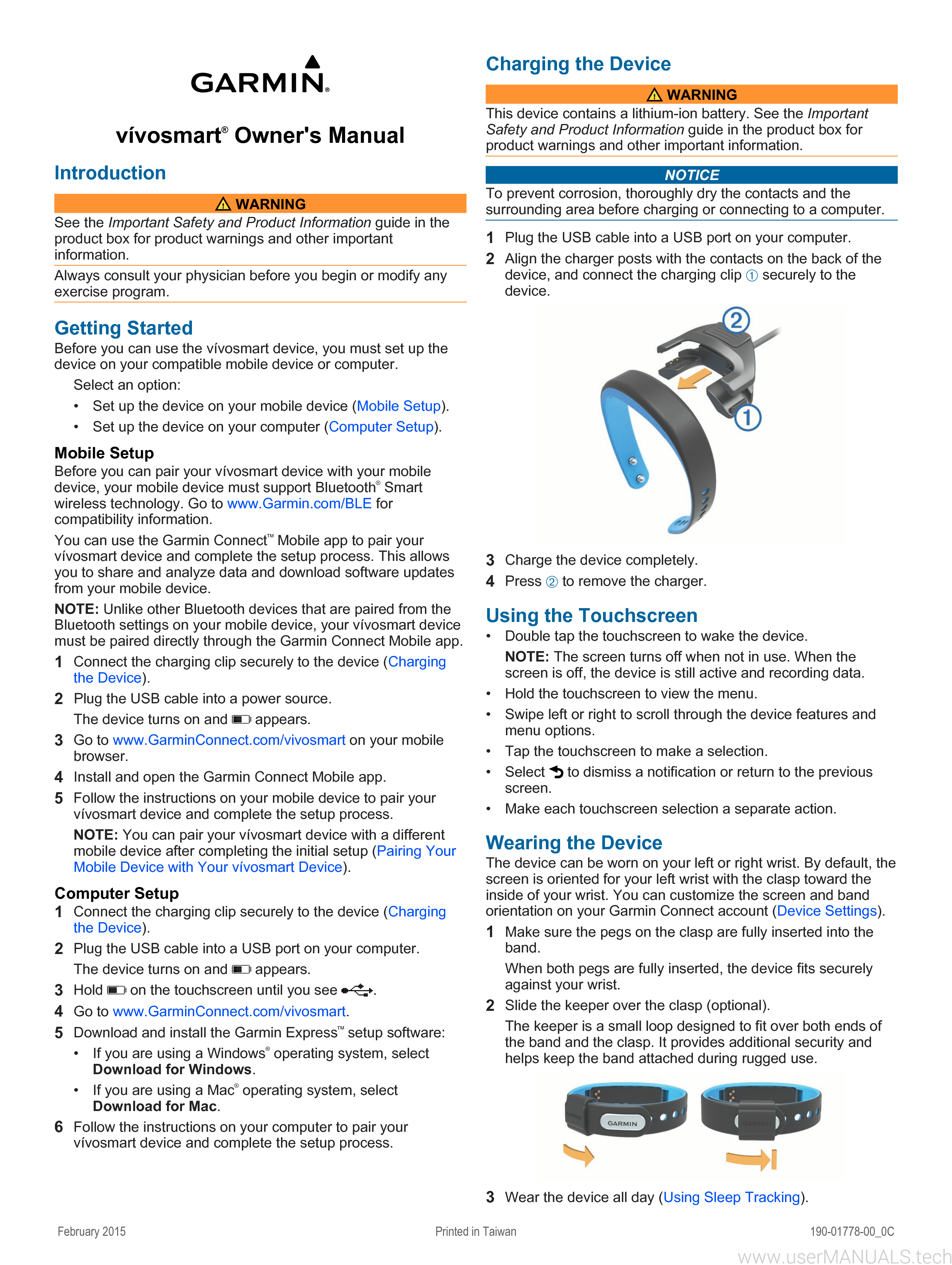 garmin manuals vivosmart hr