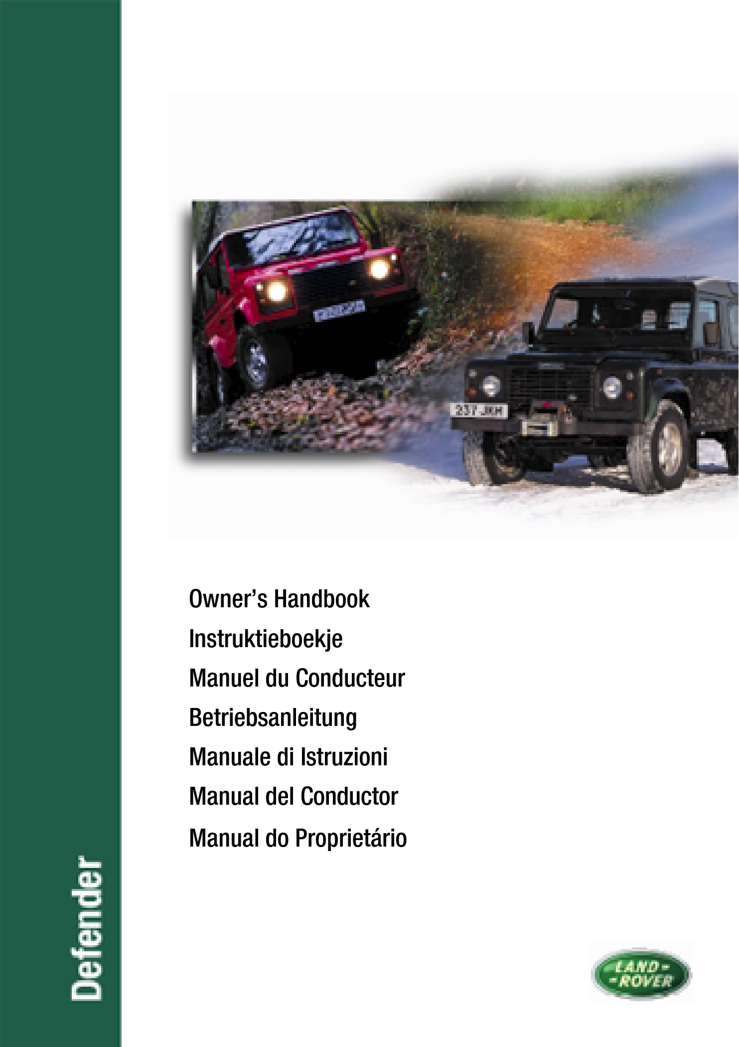 Land Rover Defender 00my Owners Handbook Rover