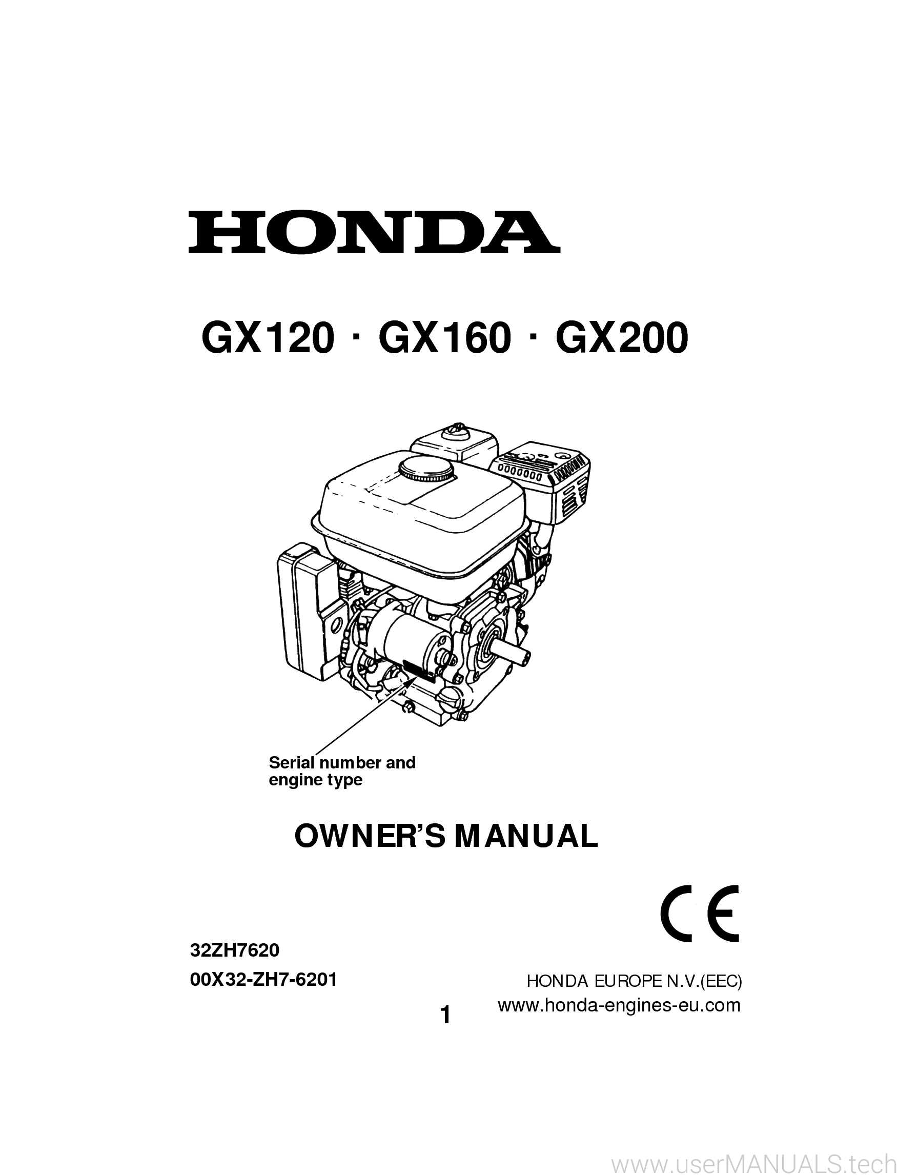 Honda Engine GX120 GX160 GX200 Owners Manual