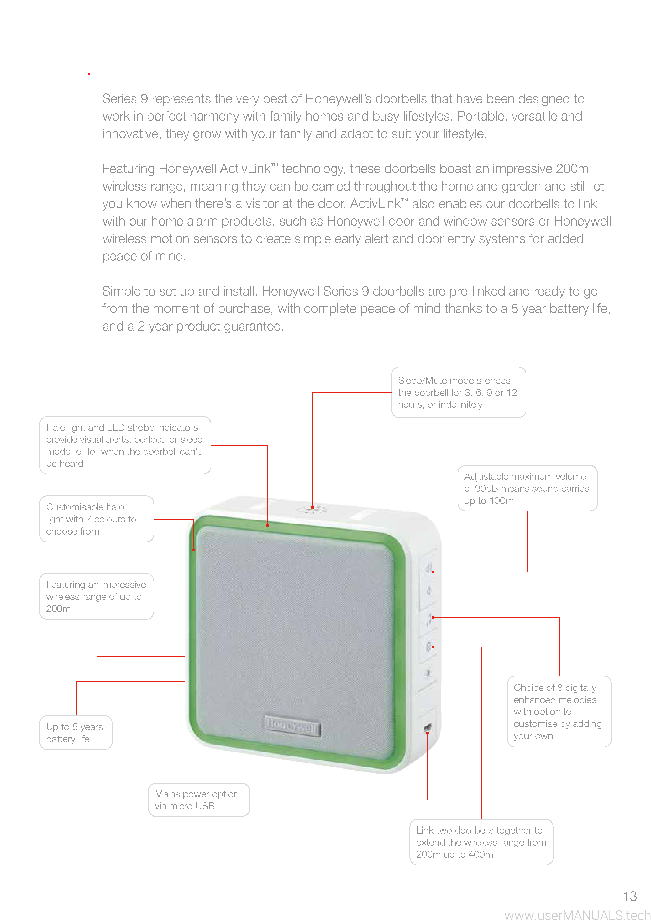 Honeywell Series 9 Doorbell Manual, Page 2