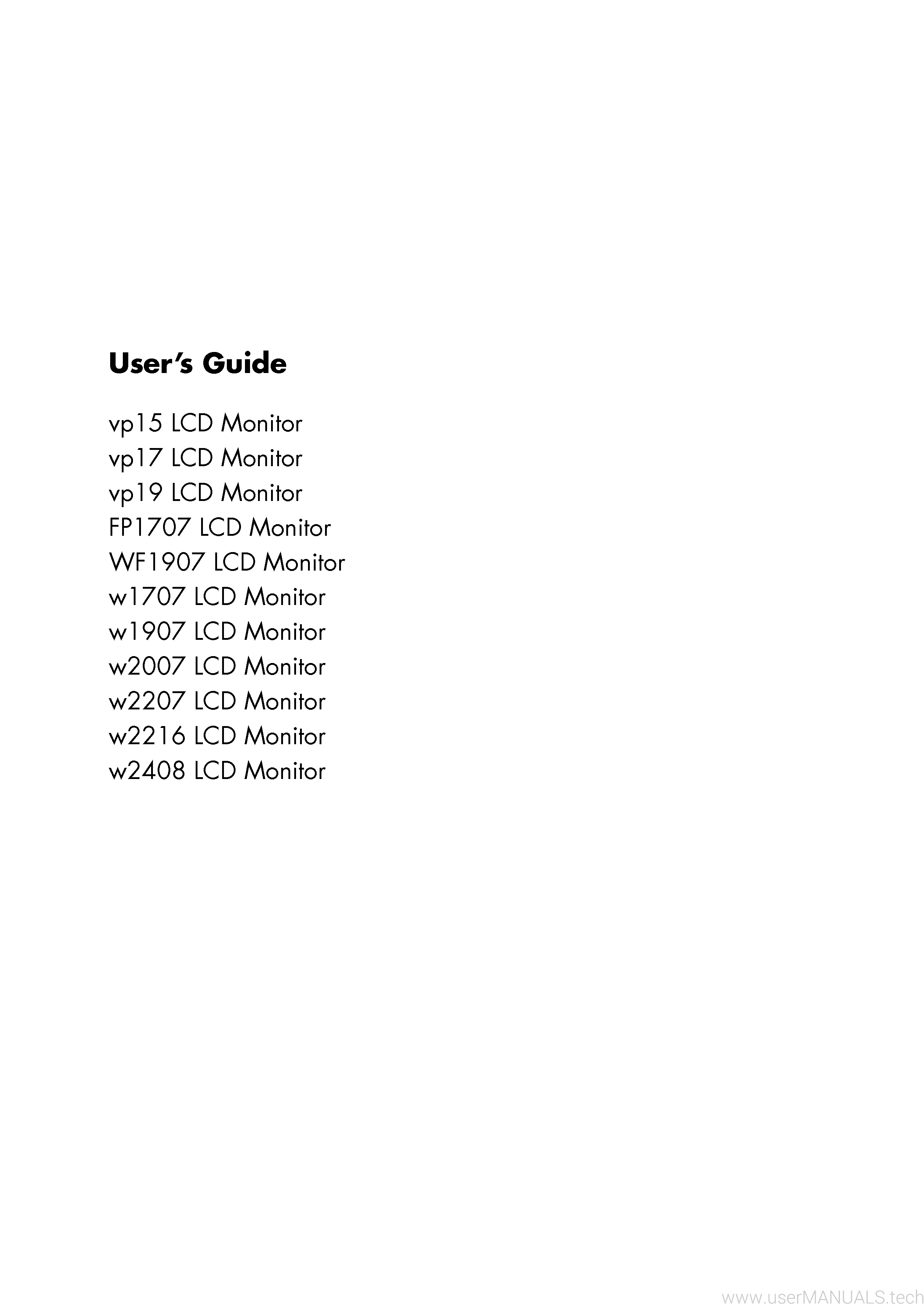 HP W1907v User Guide