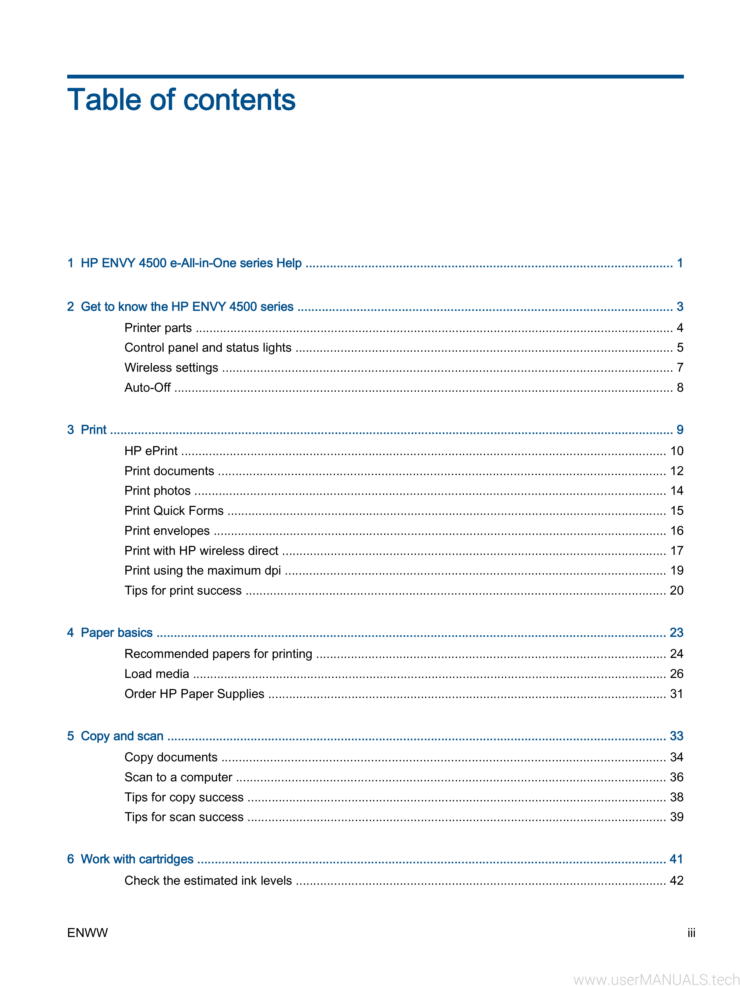 HP Envy 4500 User Manual