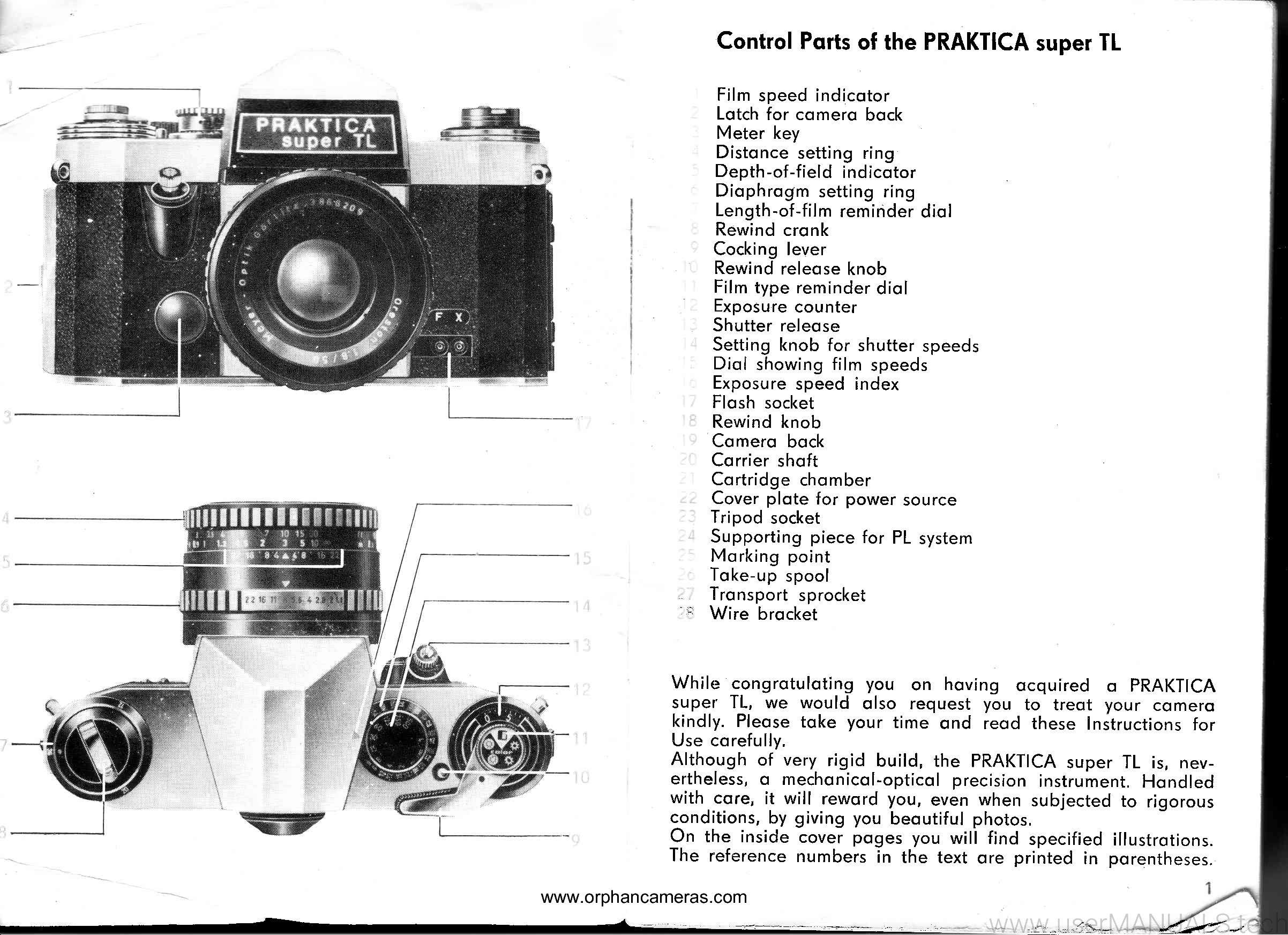 Praktica - Pentacon Praktica Super Tl Instructions For Use