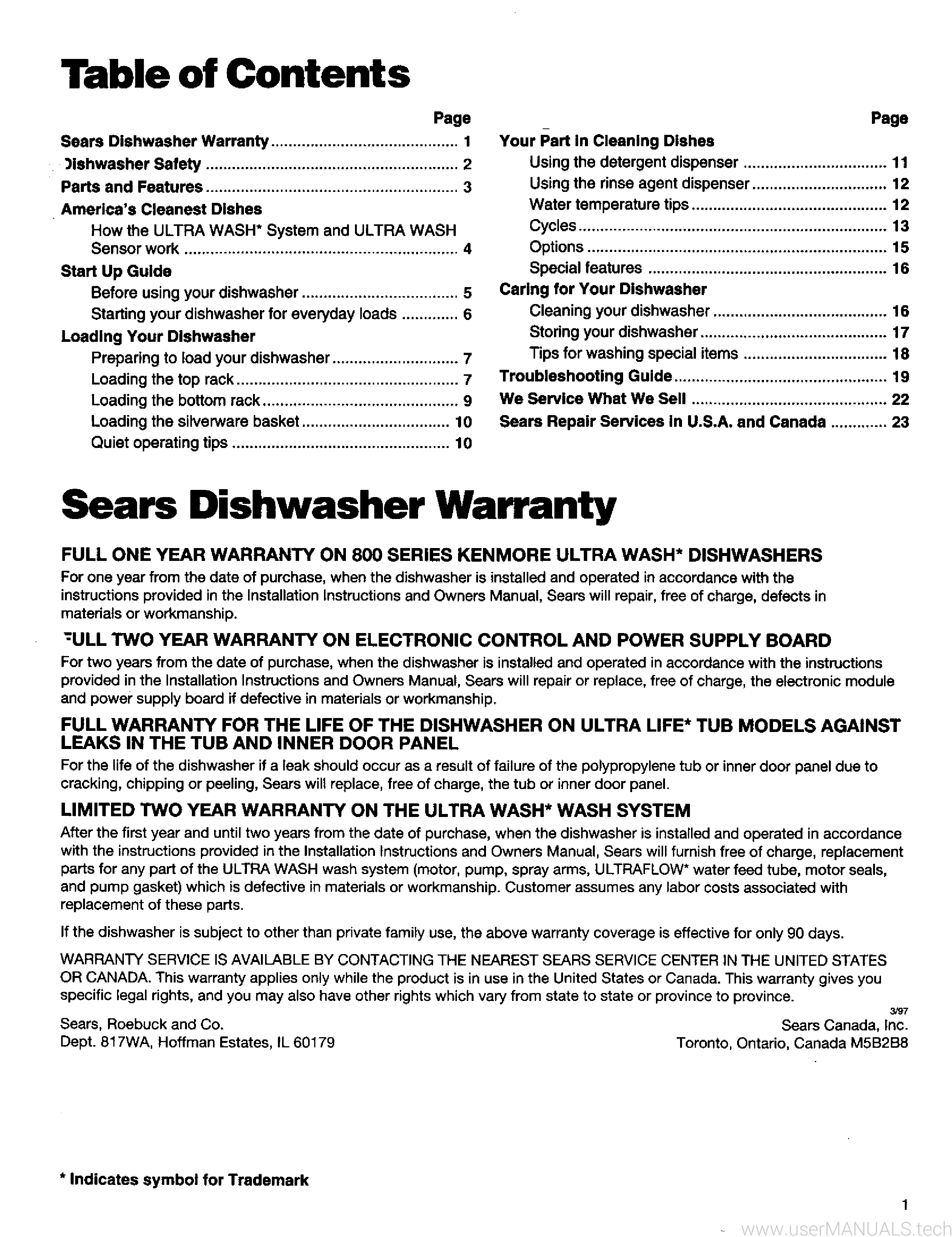 Kenmore Ultra Wash 3 Manual