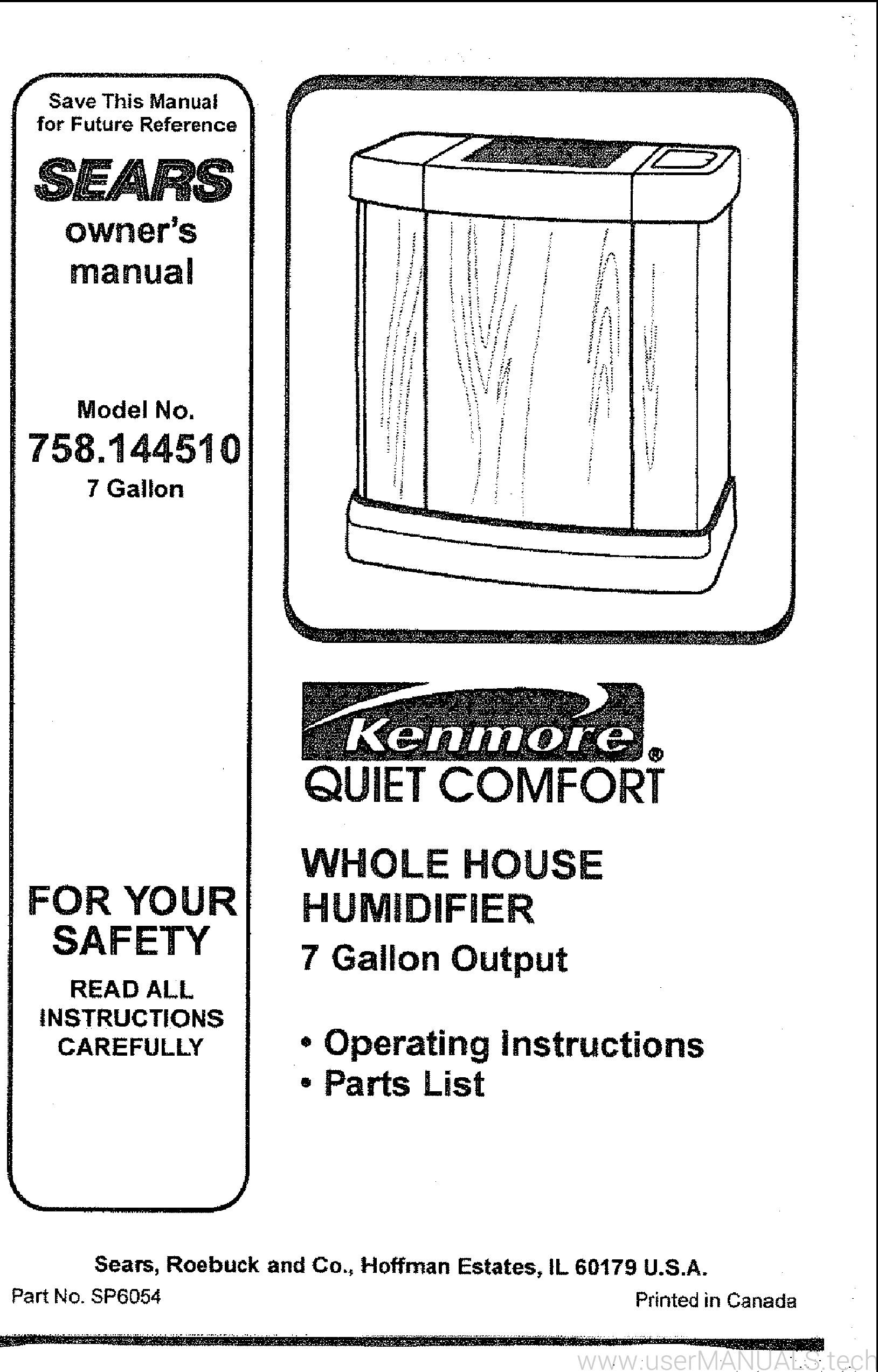 Kenmore Quiet Comfort 7 Manual