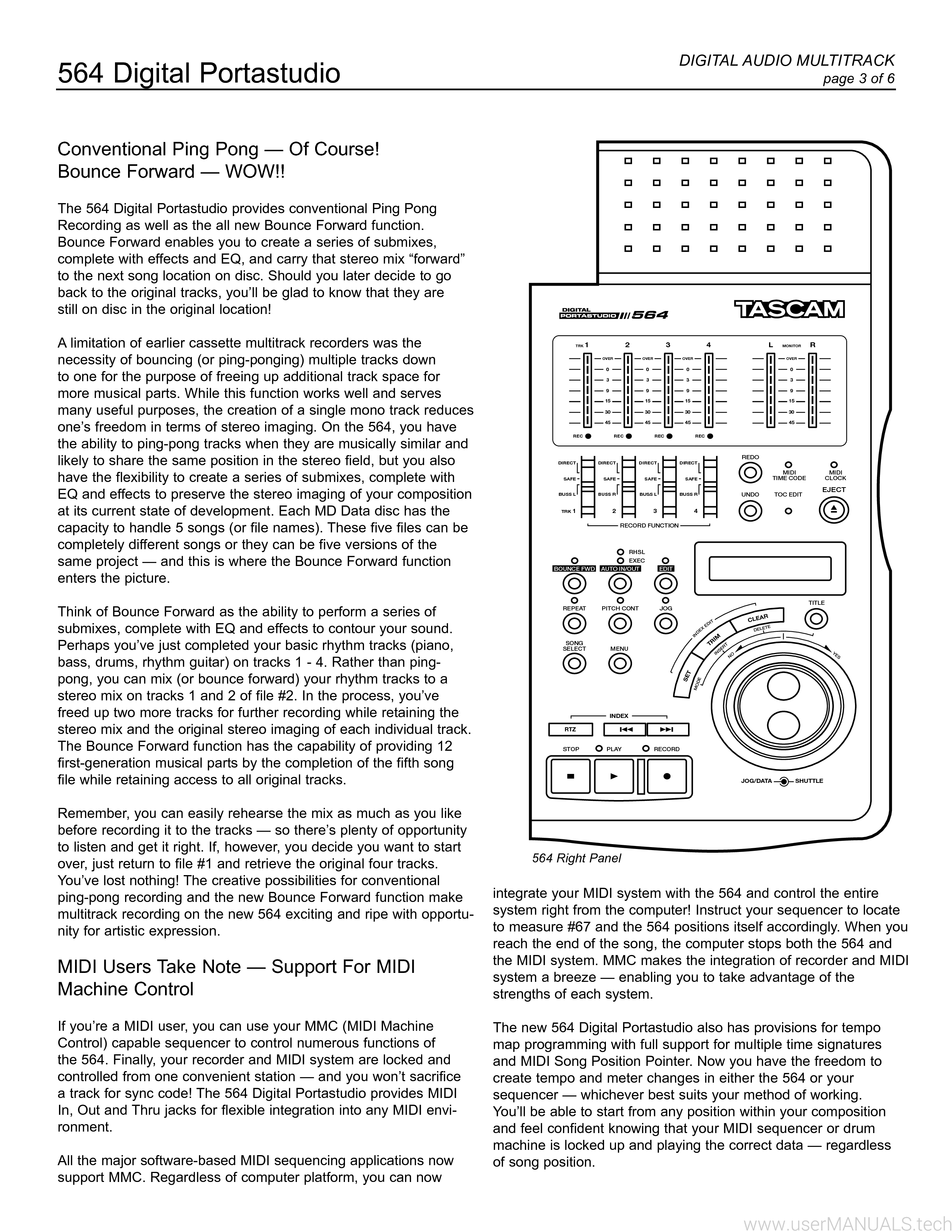 Tascam Digital Portastudio 564 Manual