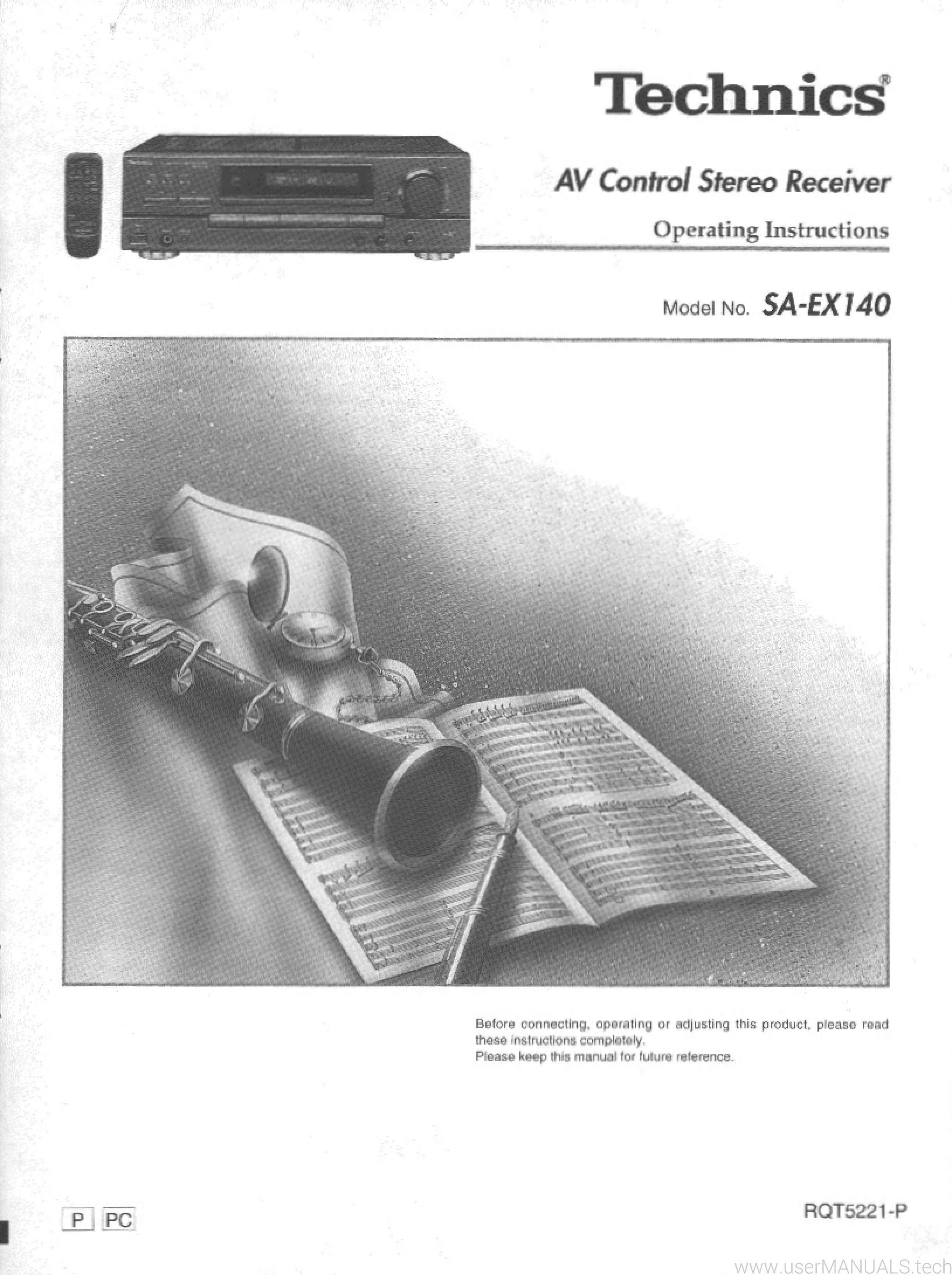 Technics Av Control Stereo Receiver Sa-ex140 Operating Instructions