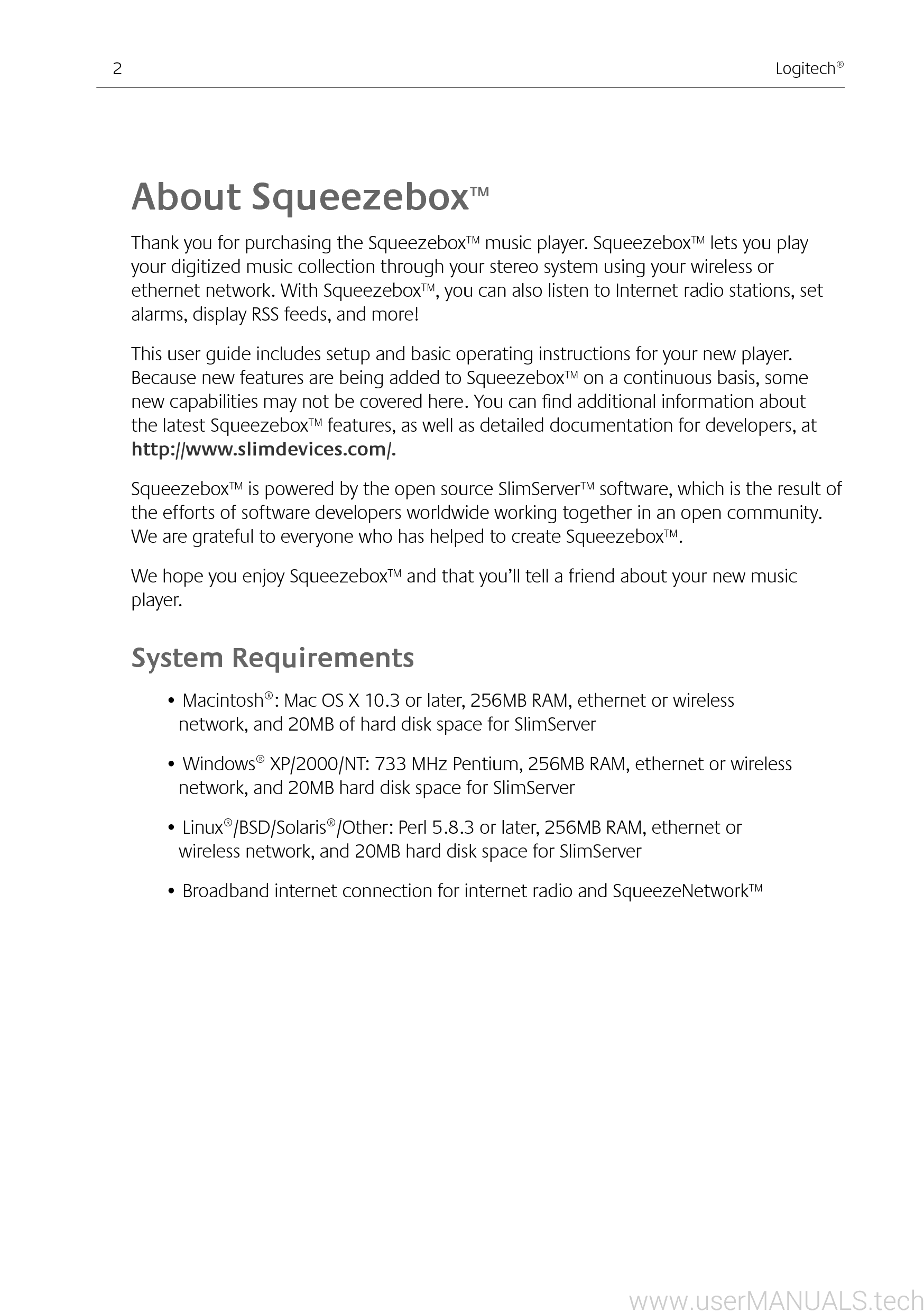 Logitech Squeezebox 3 Classic Manual