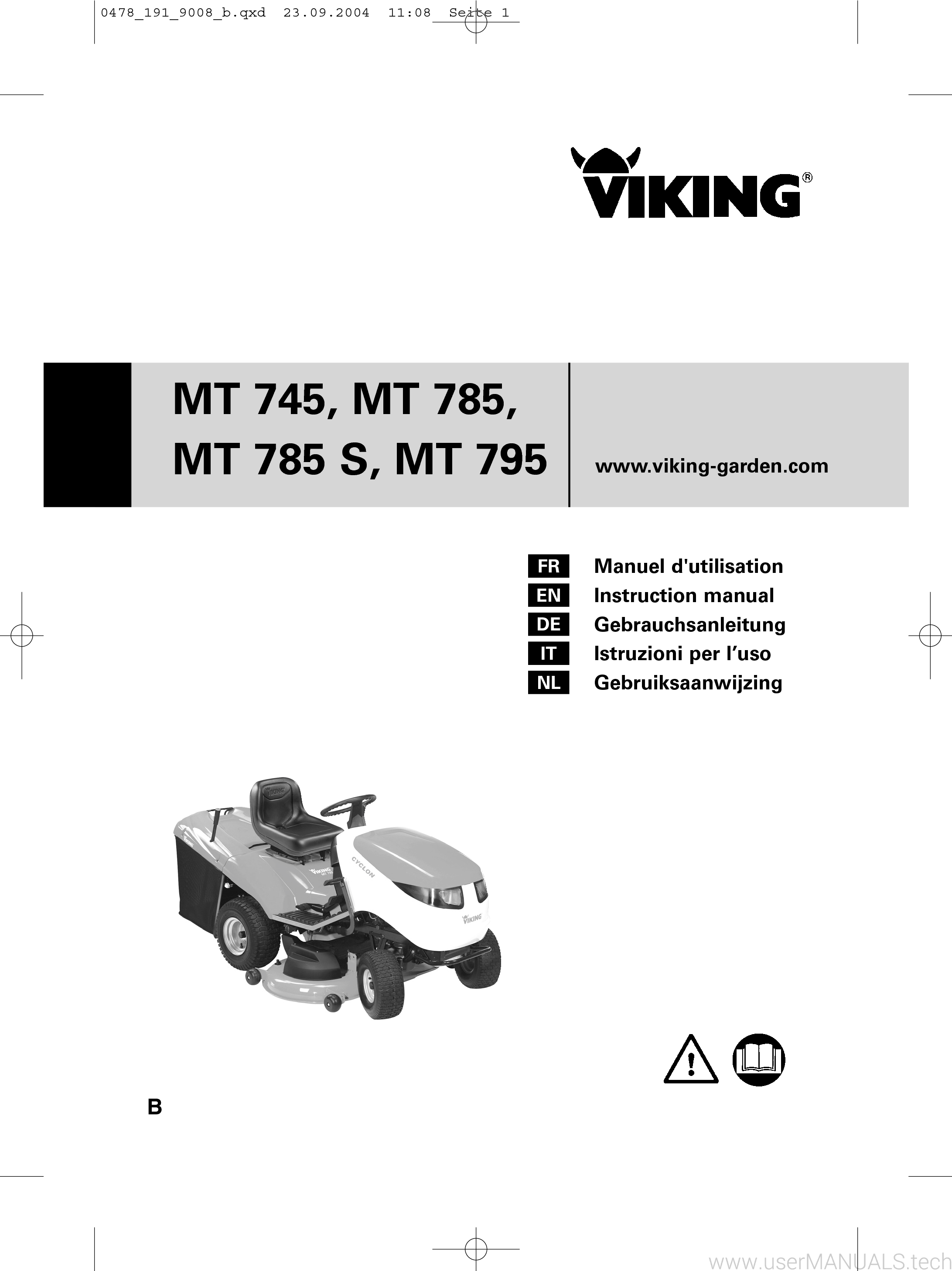Viking Lawn Mower MT 745, MT 785, MT 785 S, MT 795 Instructions Manual