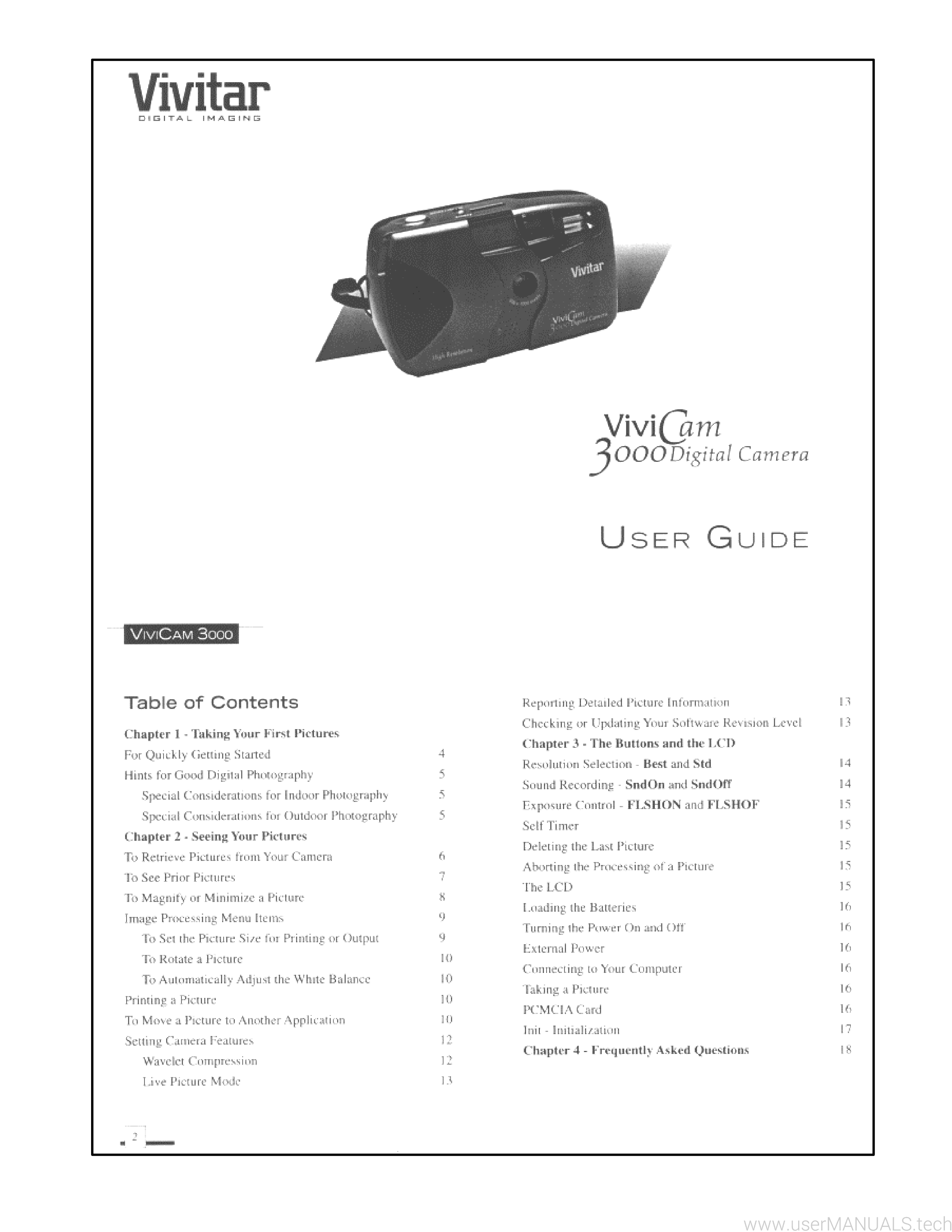 Vivitar Vivicam 3000 Users Manual