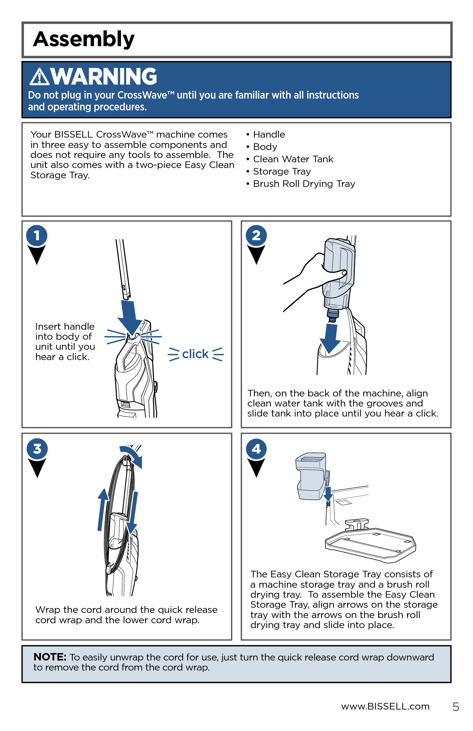operating instructions for a bissell quick cleaner