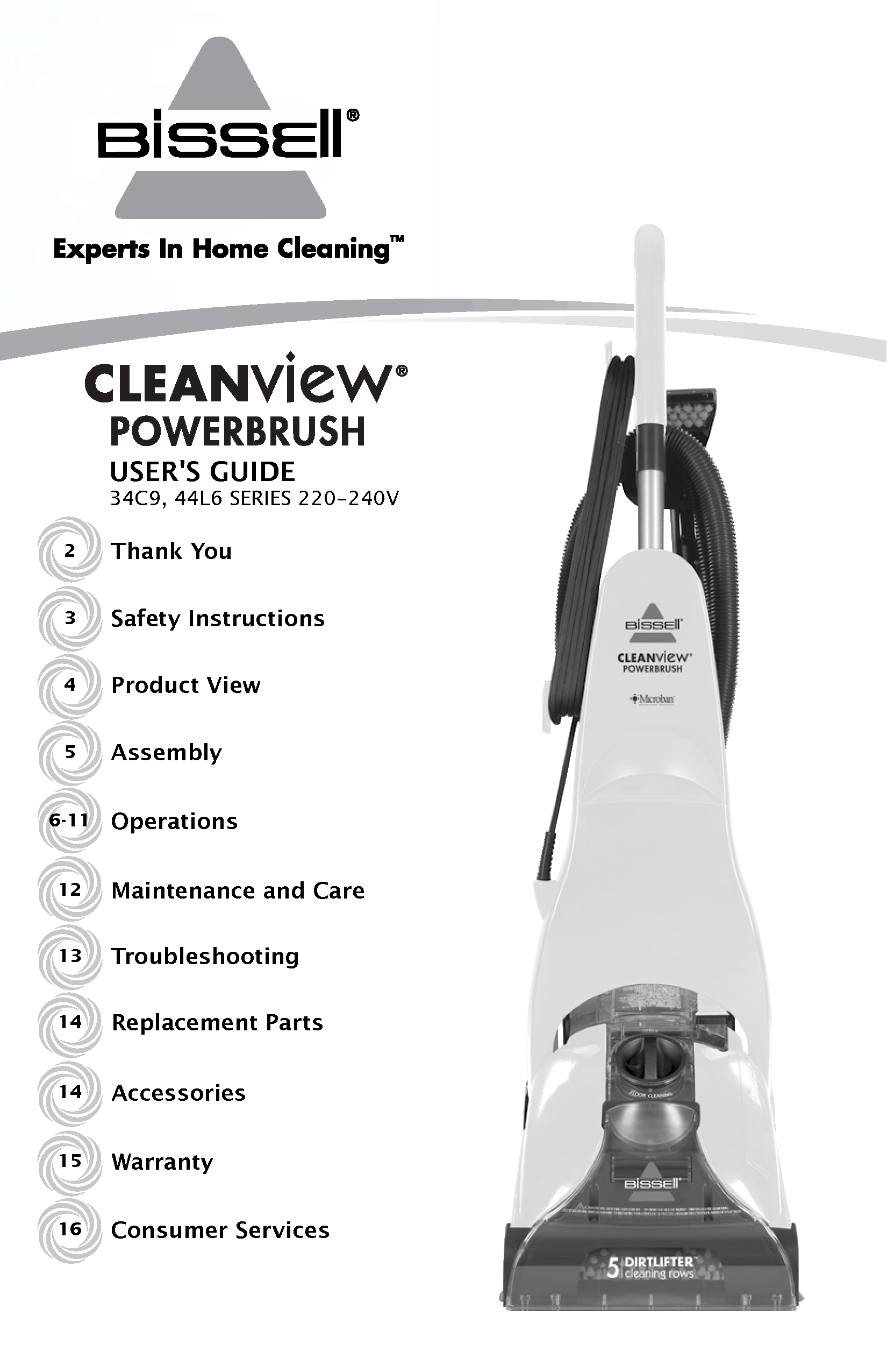 Bisell CleanView PowerBrush Carpet Cleaner 44L6E User Manual