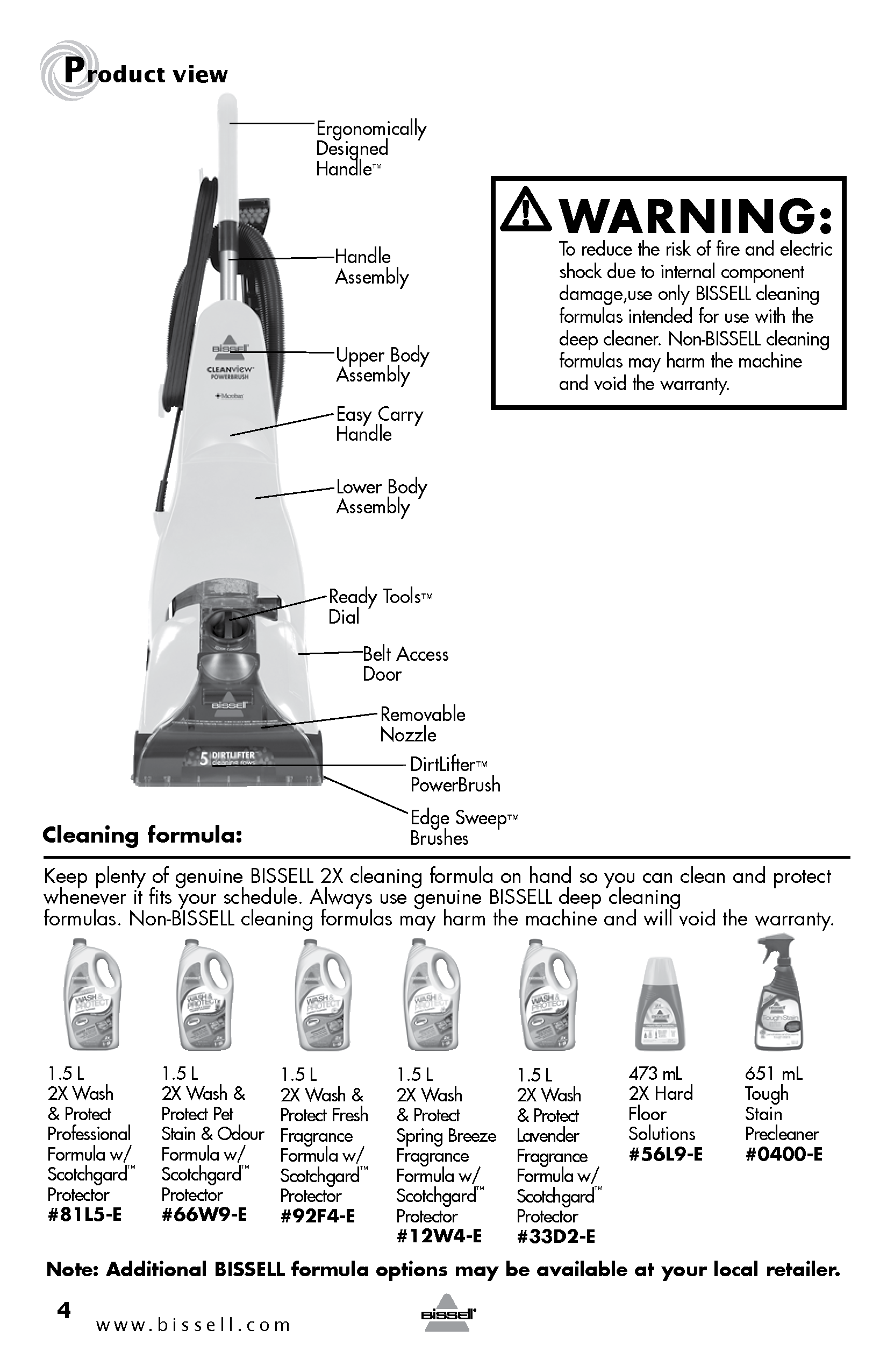 Bisell CleanView PowerBrush Carpet Cleaner 44L6E User Manual