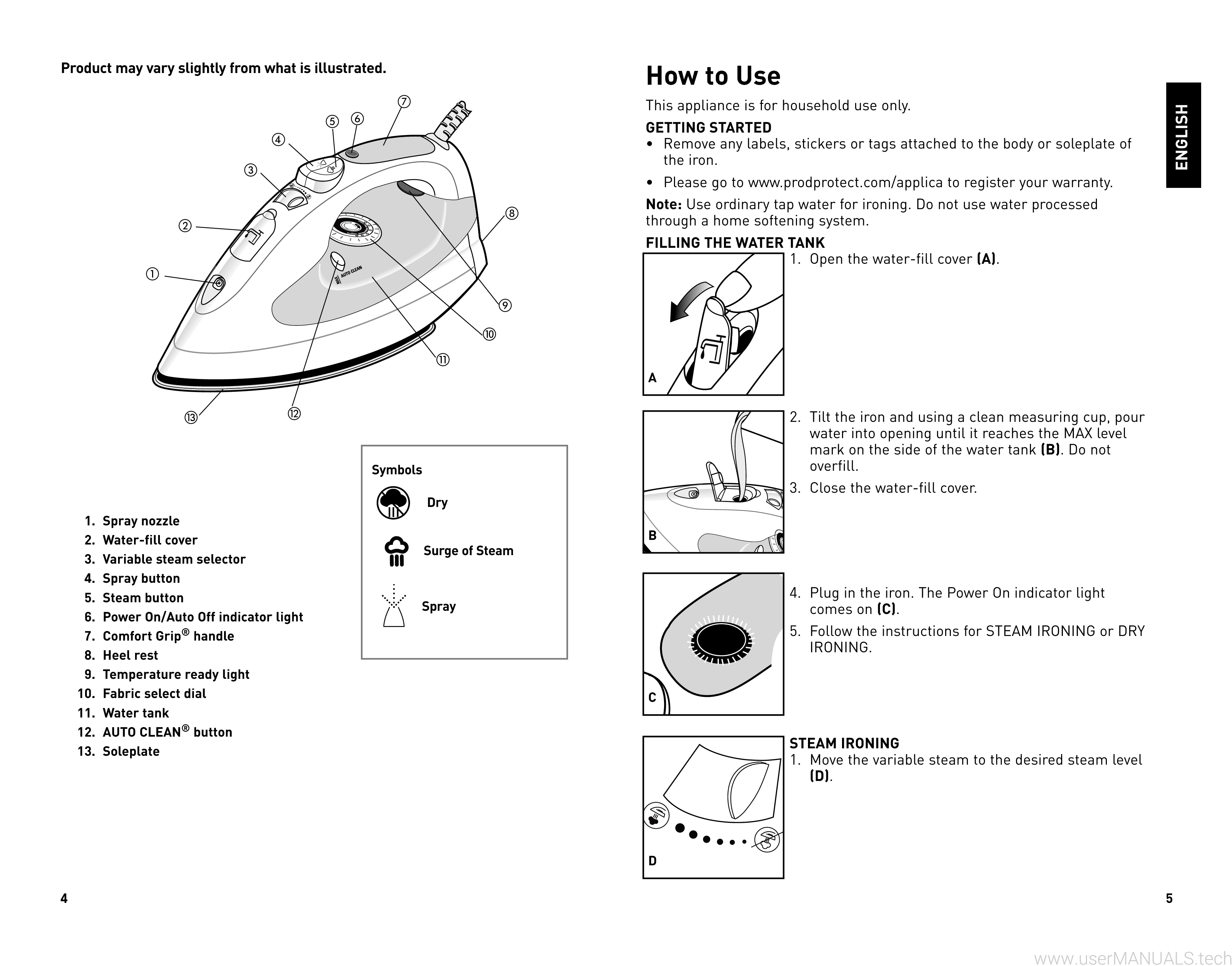 Black and Decker Steam Xpress Iron AS210 User Manual