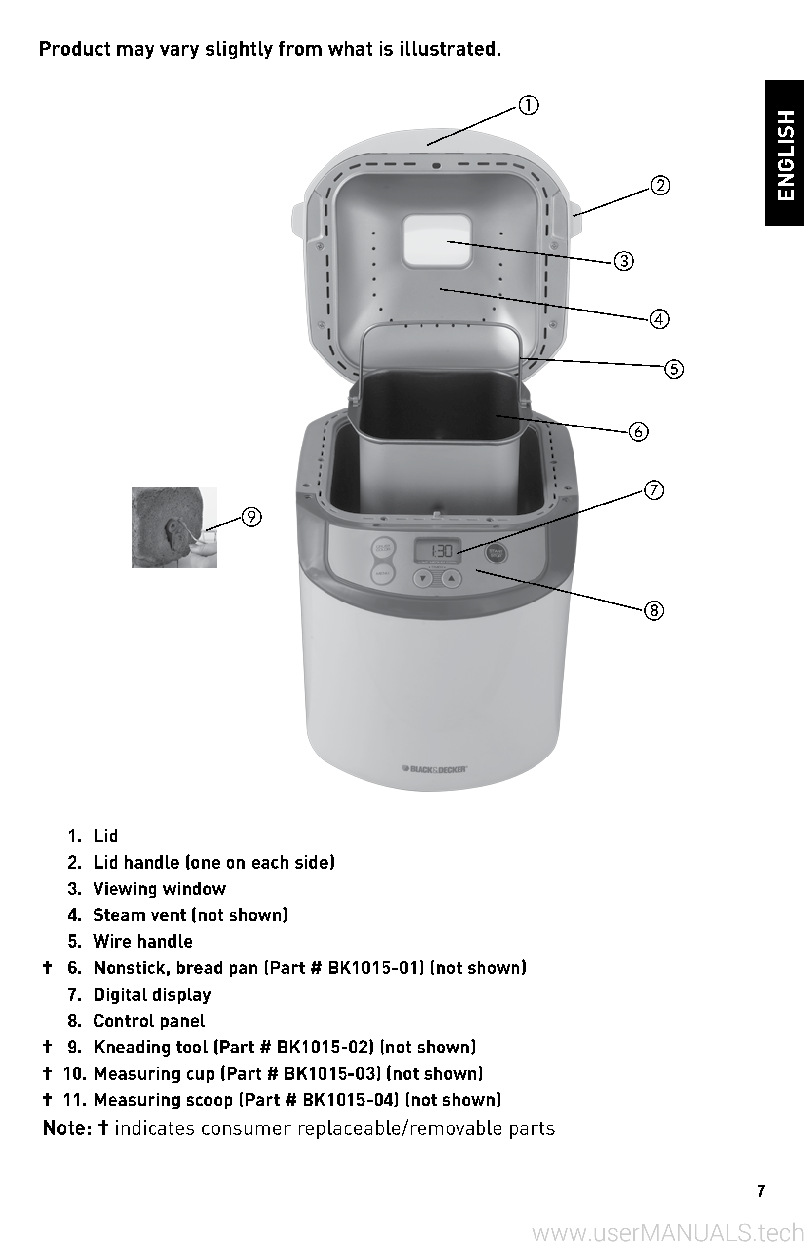 Black and Decker Bread Maker BK1015W User Manual