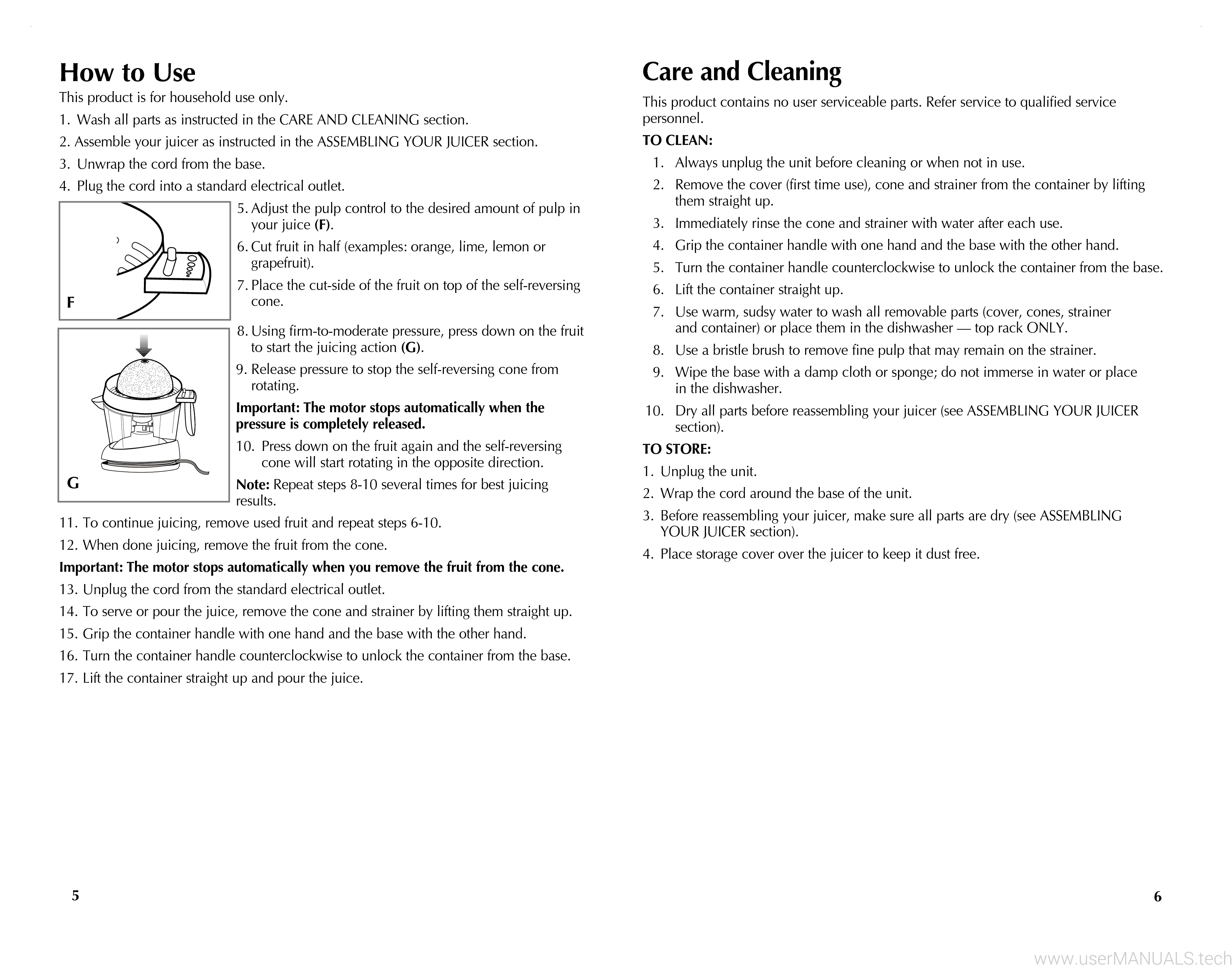 Black and Decker CITRUS JUICER CJ625 User Manual