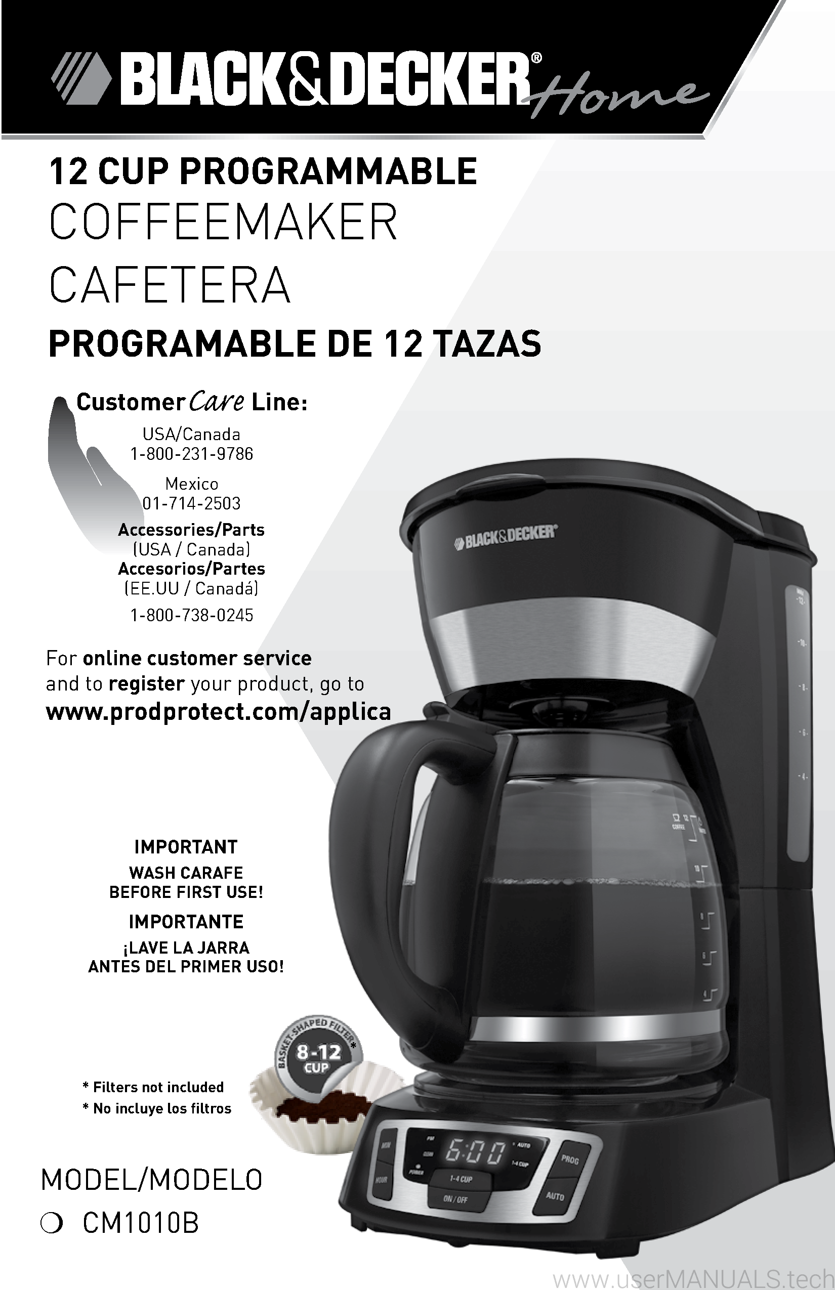 Black And Decker 12 CUP PROGRAMMABLE COFFEEMAKER CM1010B User Manual