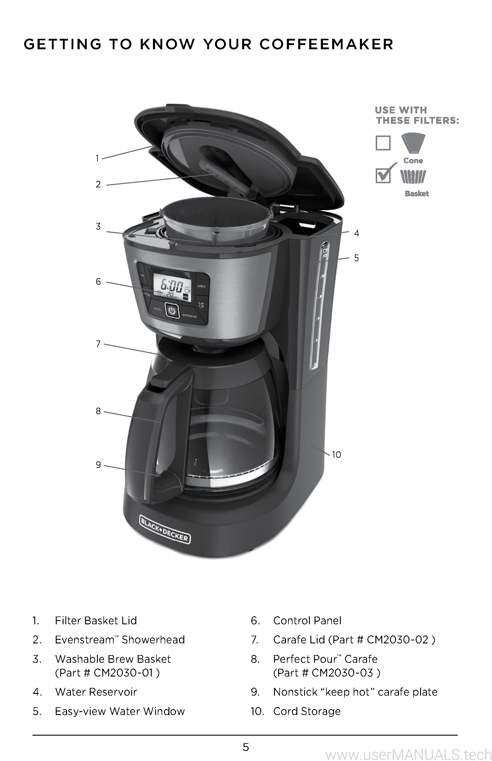 Black and Decker 12CUP PROGRAMMABLE COFFEEMAKER CM2030B User Manual