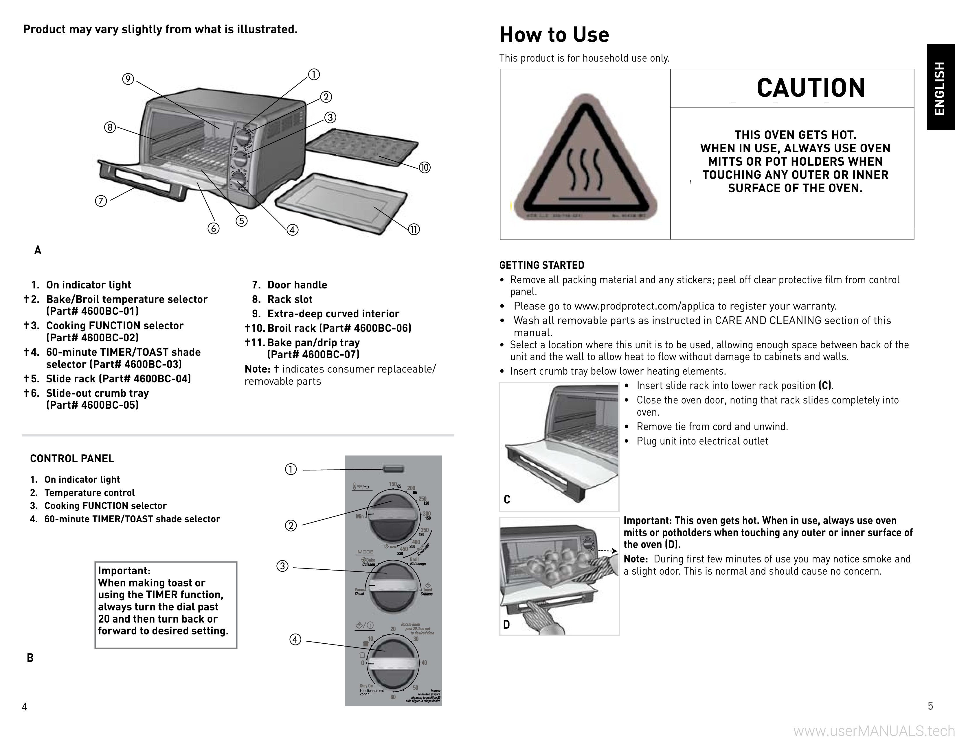 Black and Decker CONVECTION COUNTERTOP OVEN CTO4600BC User Manual