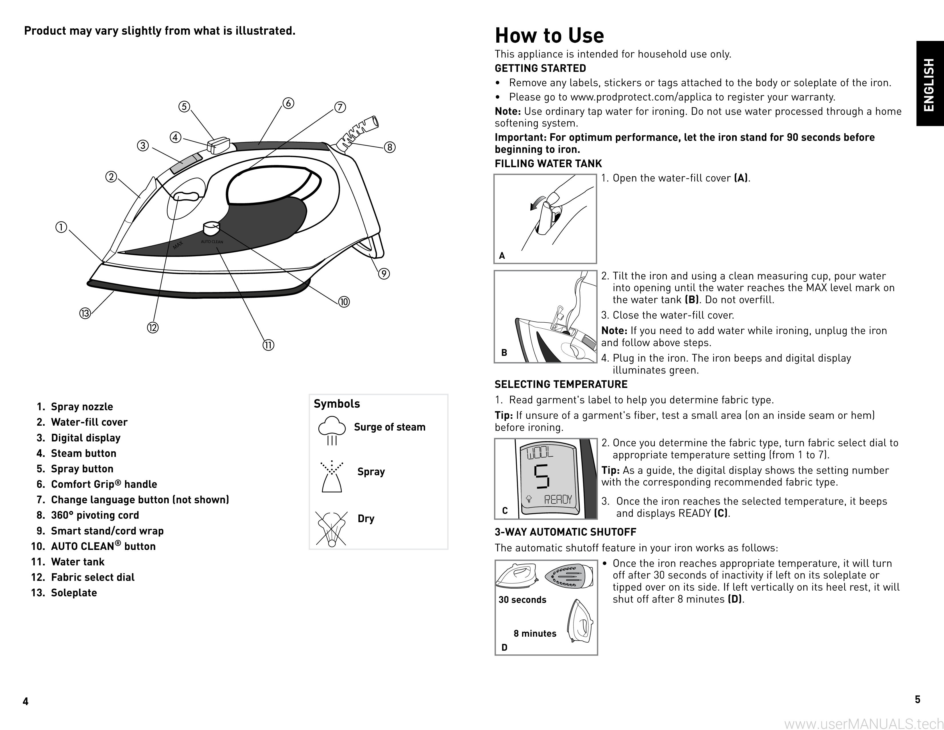 Black and Decker DIGITAL ADVANTAGE IRON D1500C User Manual