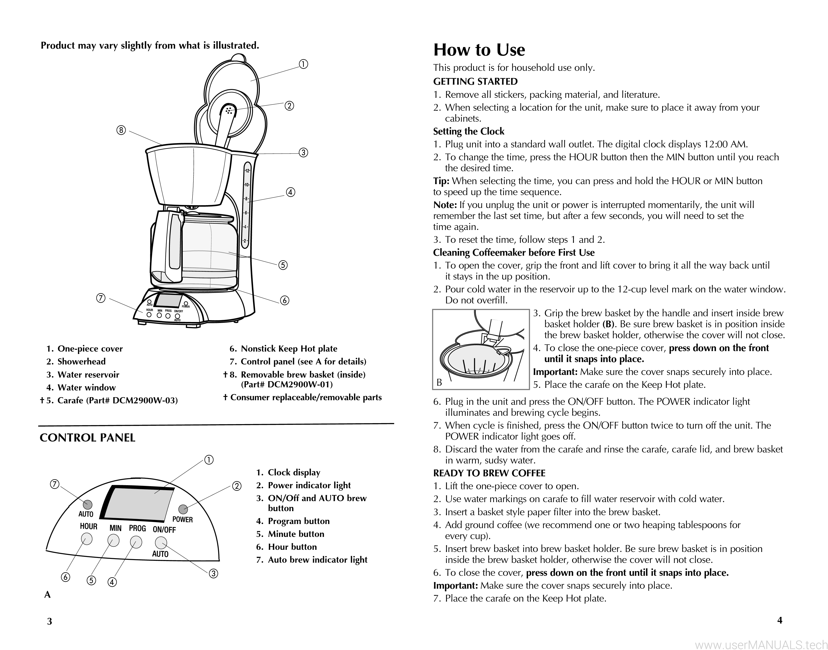 Black and Decker 12CUP COFFEEMAKER DCM2900W User Manual