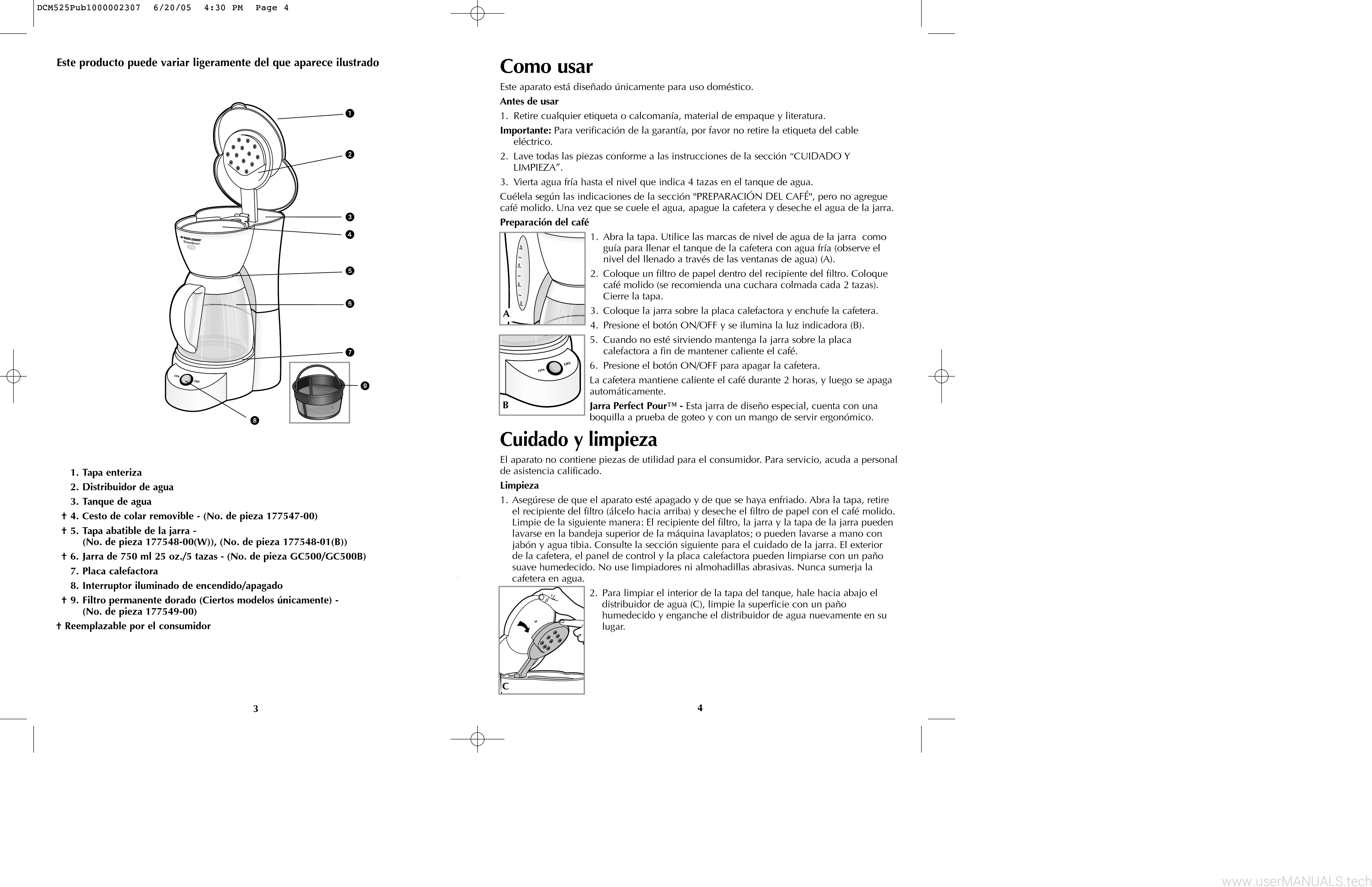 Black and Decker 5Cup Coffeemaker DCM525 User Manual