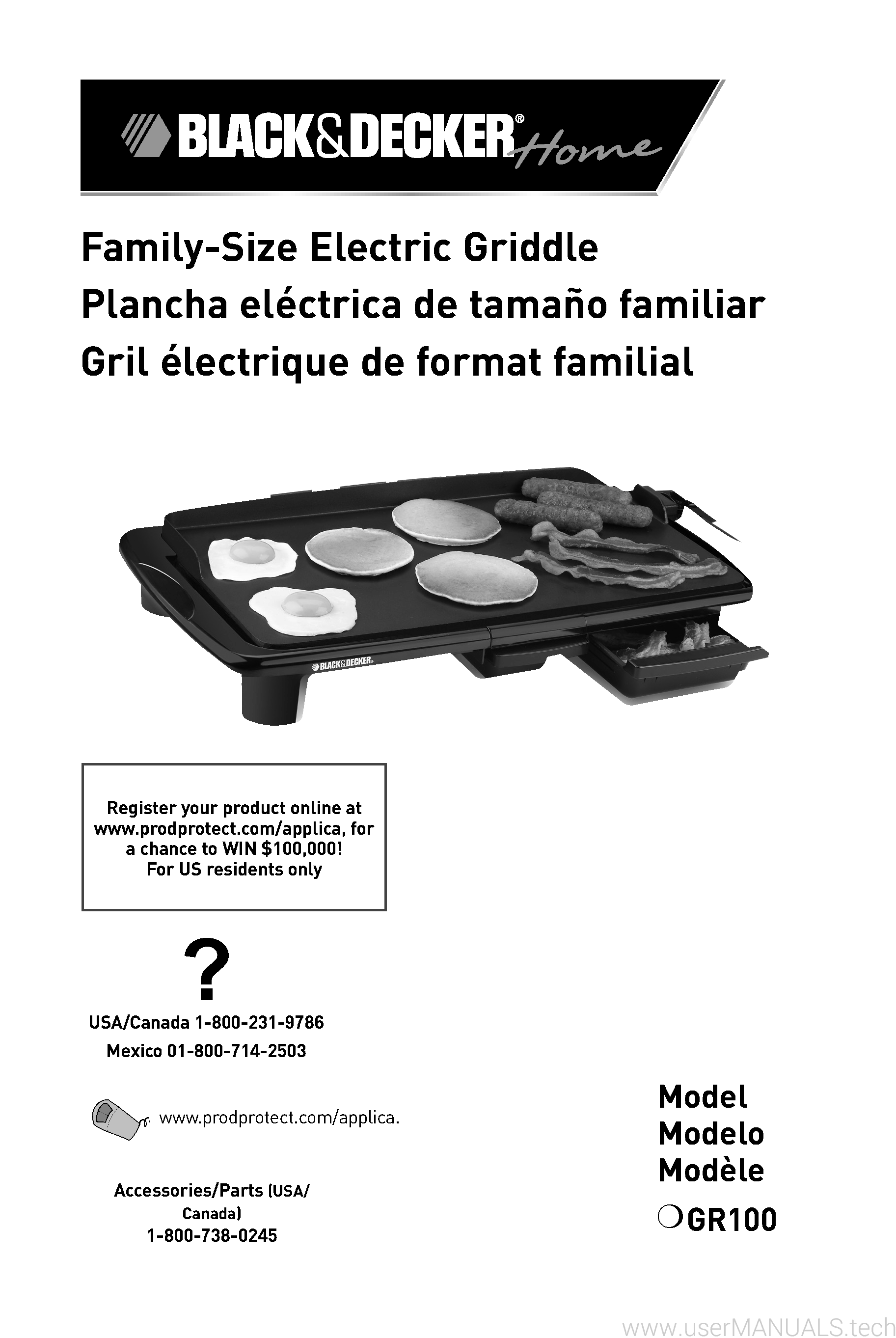Black and Decker Griddle GR100 User Manual