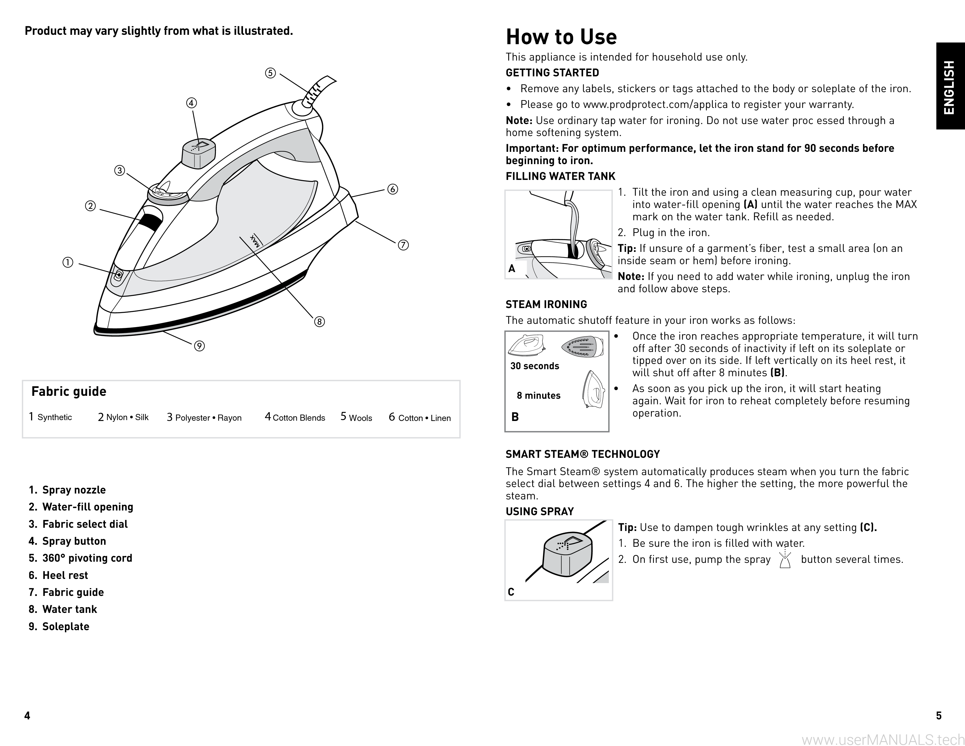 Black and Decker LIGHT N EASY IRON IR1925W User Manual