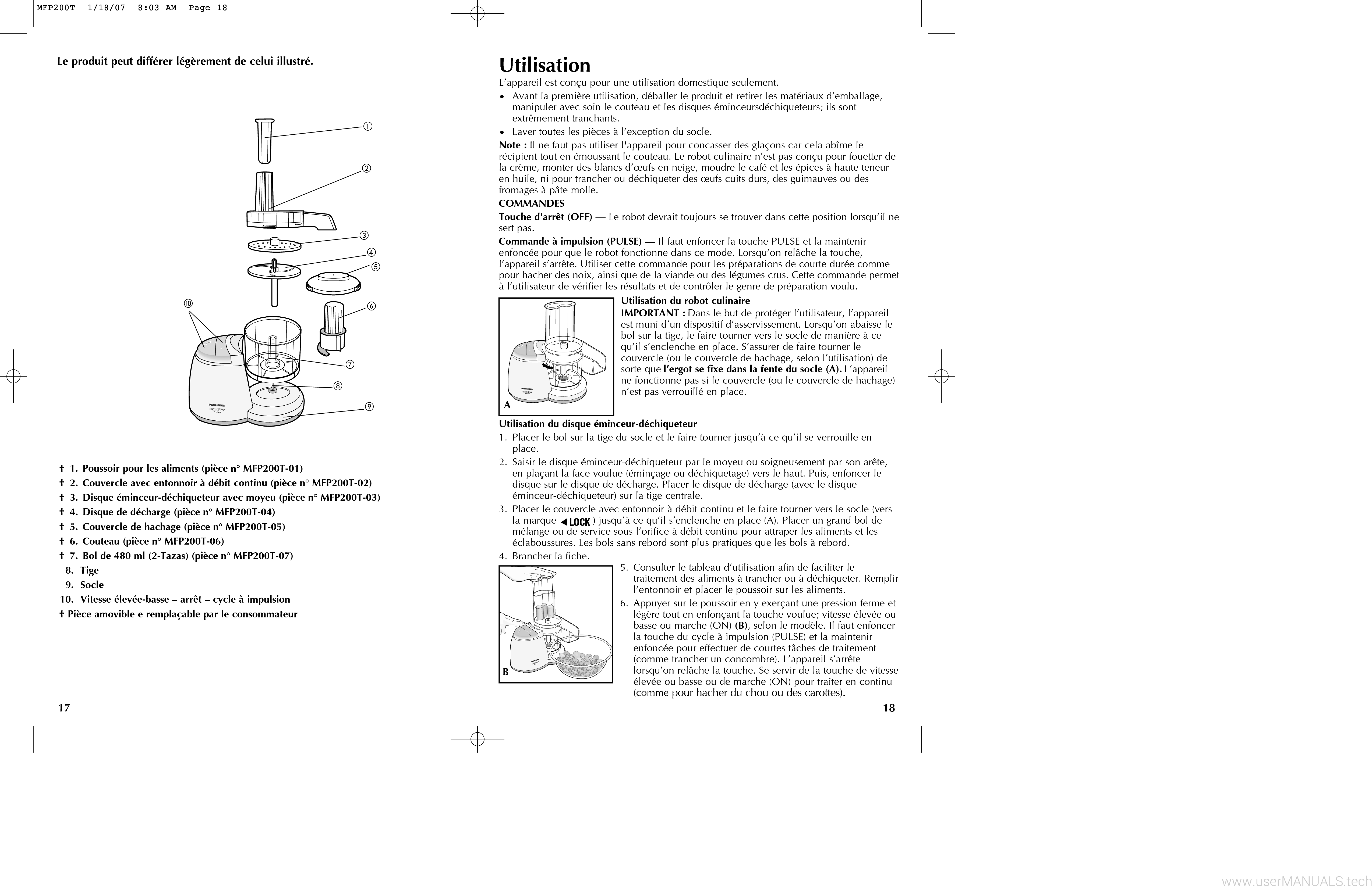 Black and Decker Mini Food Processor MFP200T User Manual
