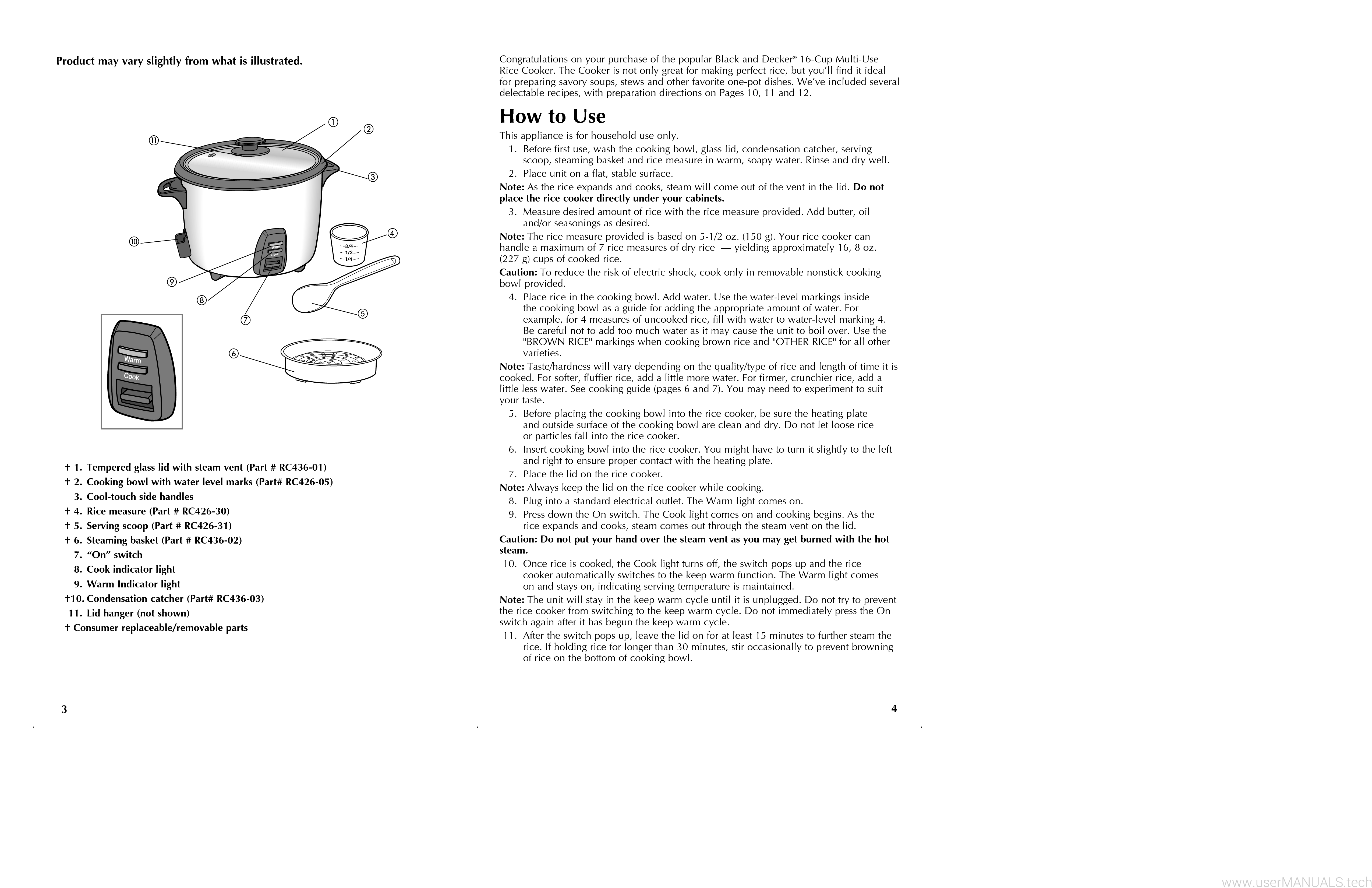 Black and Decker RC436 User Manual