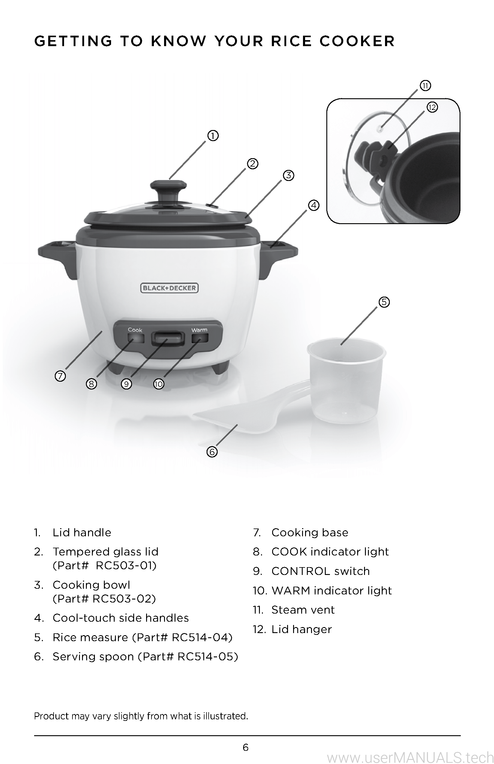 Black and Decker Rice Cooker RC503 User Manual