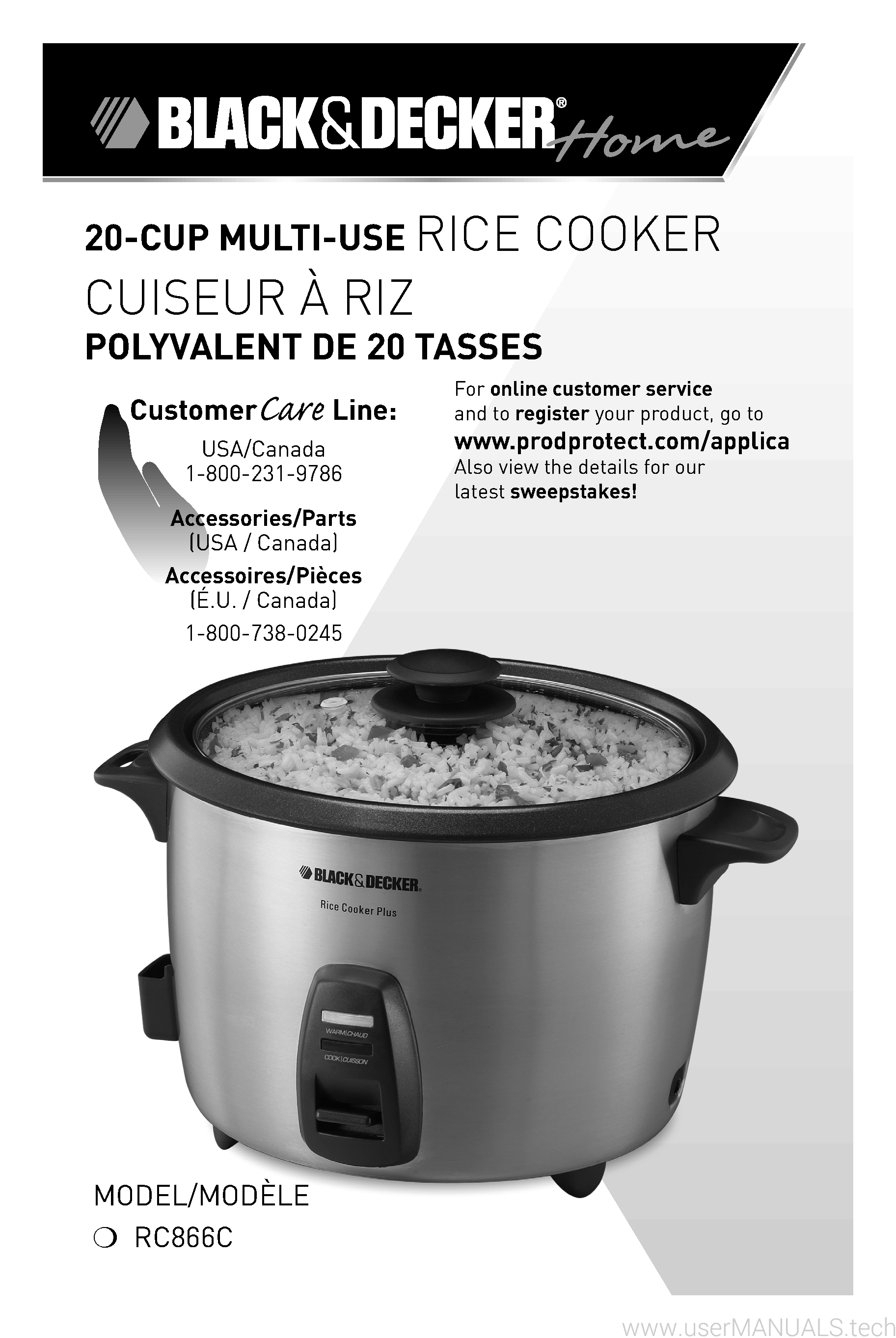Black and Decker Rice Cooker RC866 User Manual