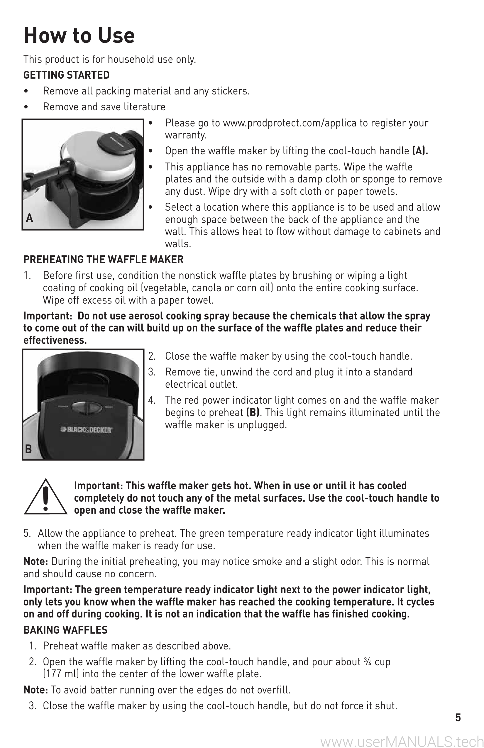 Black and Decker Waffle Maker WM1404S User Manual
